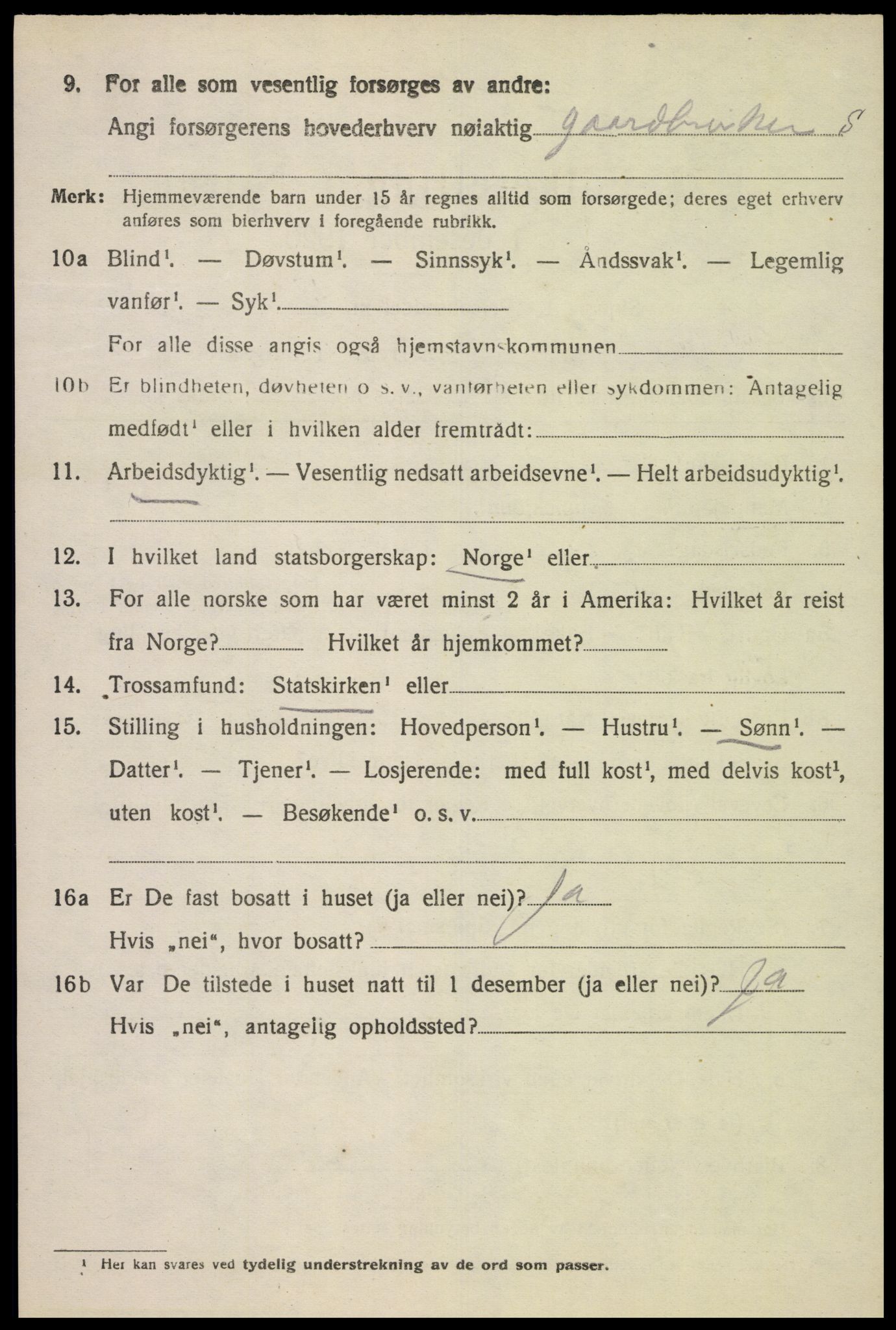 SAK, 1920 census for Herad, 1920, p. 447