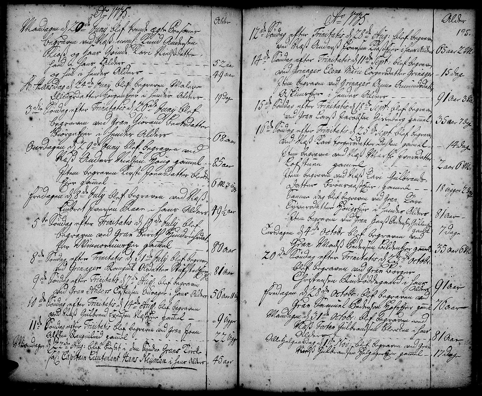 Gran prestekontor, SAH/PREST-112/H/Ha/Haa/L0002: Parish register (official) no. 2, 1732-1744, p. 195