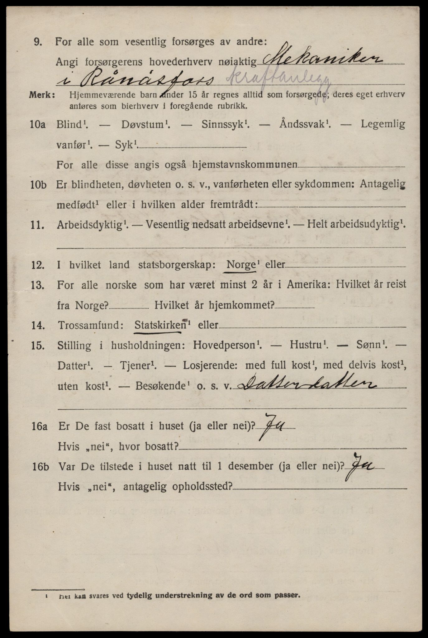 SAST, 1920 census for Sokndal, 1920, p. 6026