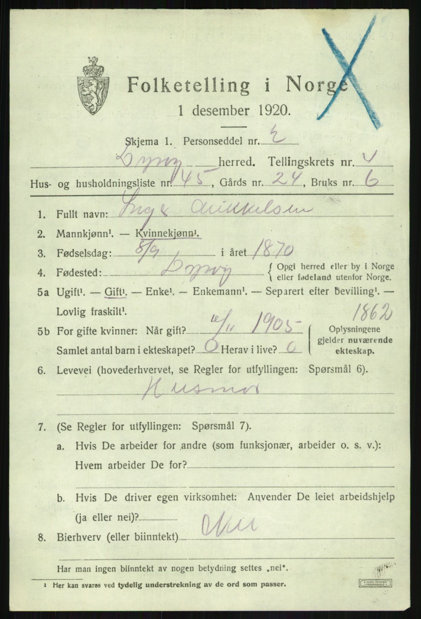 SATØ, 1920 census for Dyrøy, 1920, p. 2695