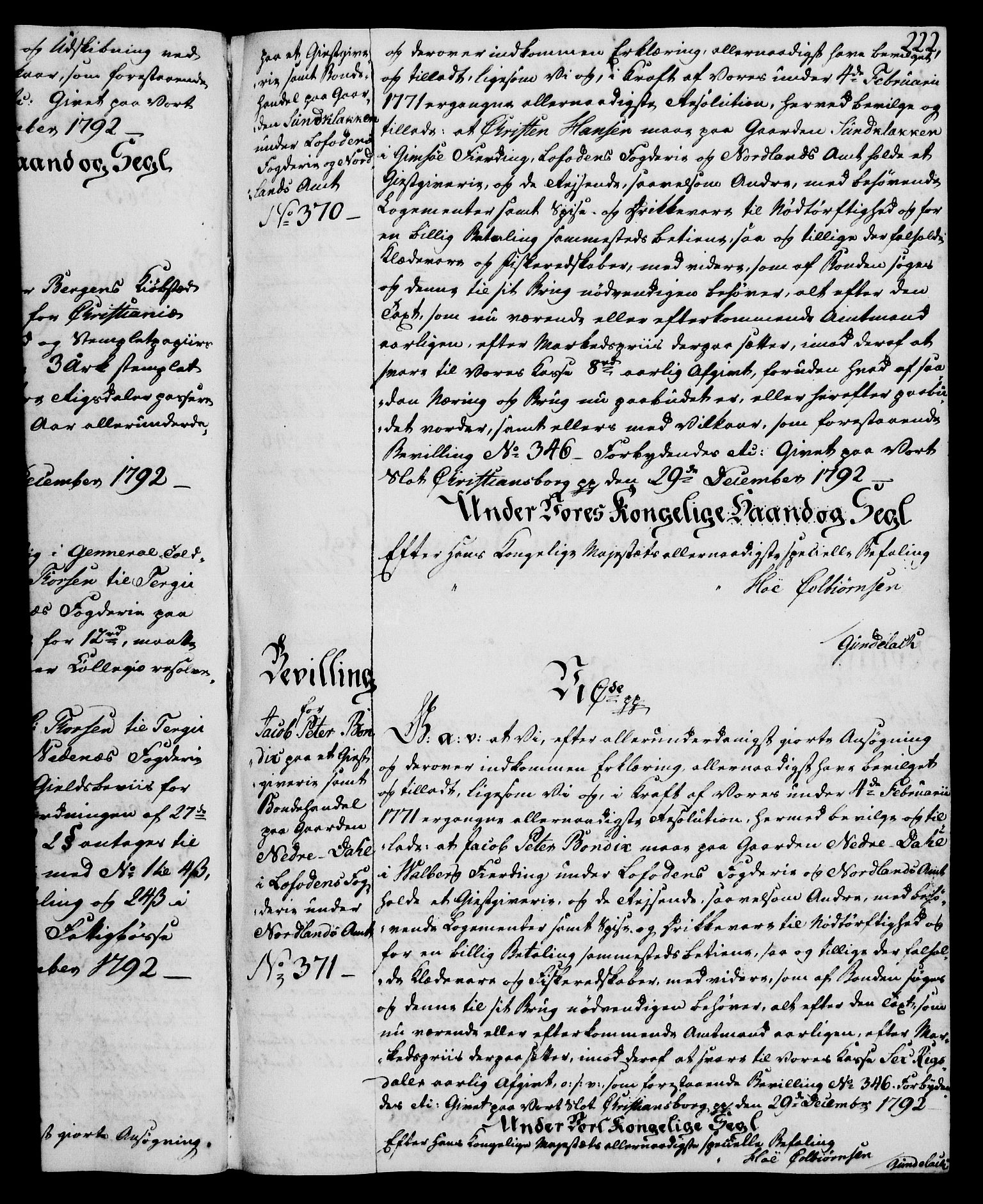 Rentekammeret, Kammerkanselliet, AV/RA-EA-3111/G/Gg/Gga/L0015: Norsk ekspedisjonsprotokoll med register (merket RK 53.15), 1790-1791, p. 222