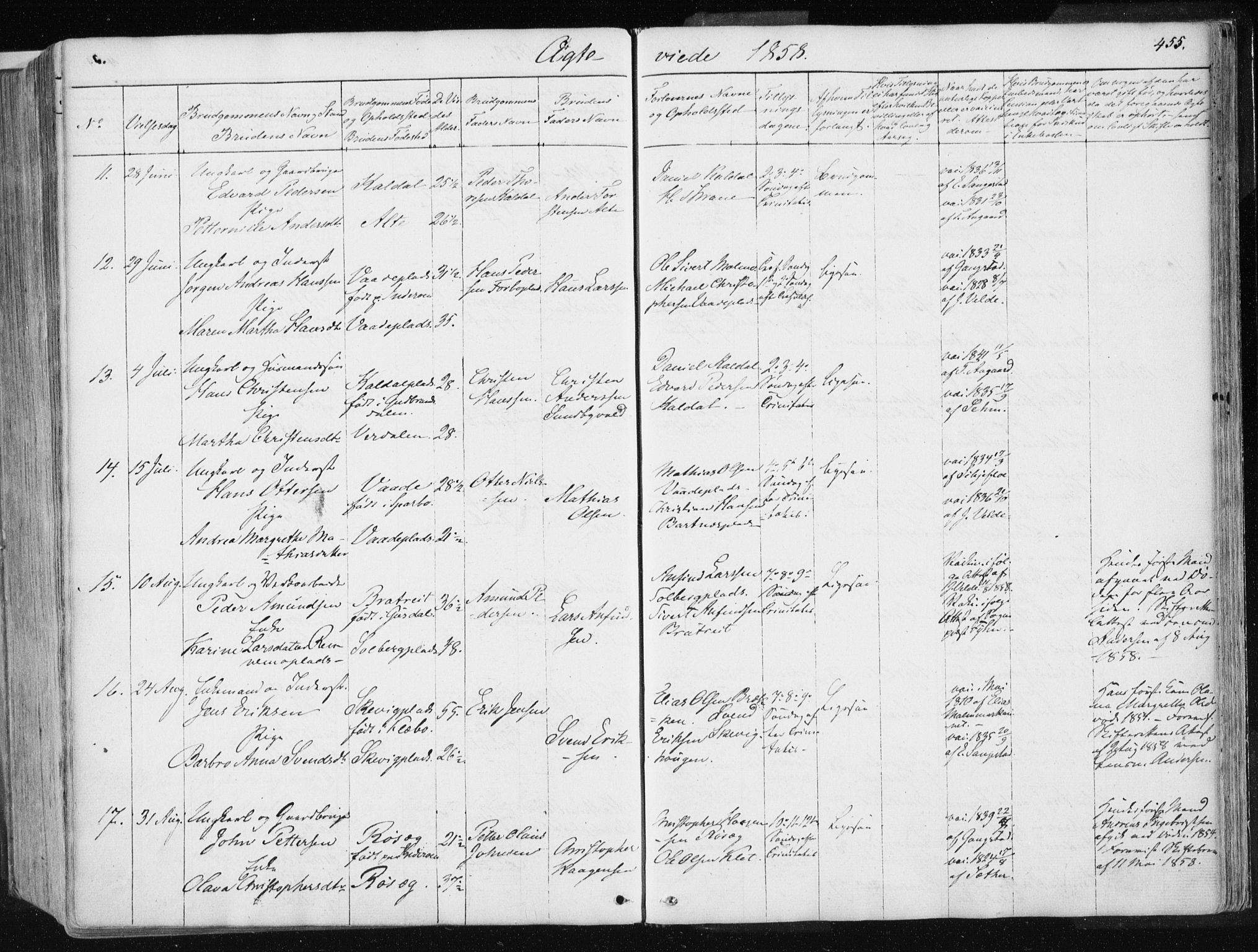 Ministerialprotokoller, klokkerbøker og fødselsregistre - Nord-Trøndelag, AV/SAT-A-1458/741/L0393: Parish register (official) no. 741A07, 1849-1863, p. 455