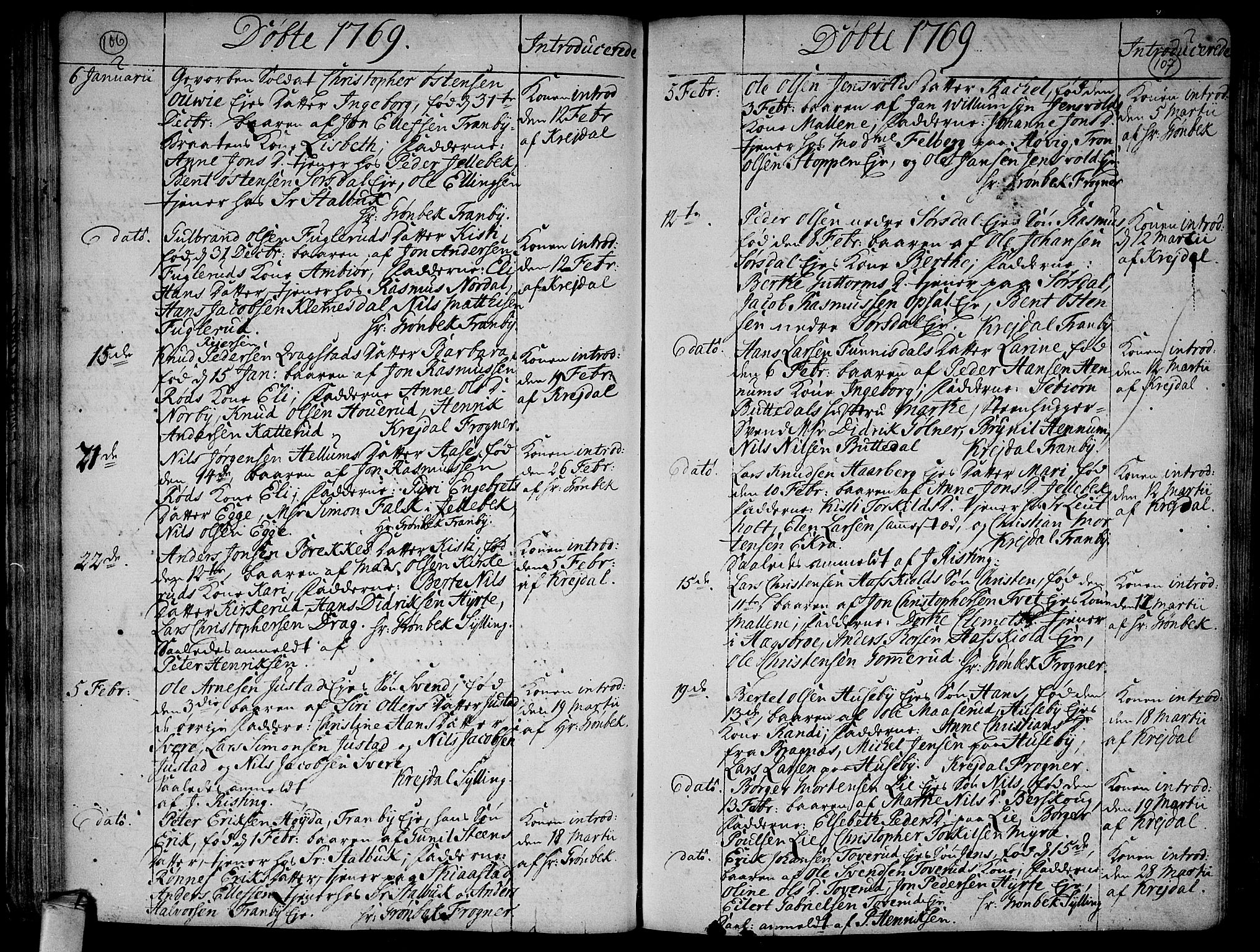 Lier kirkebøker, AV/SAKO-A-230/F/Fa/L0005: Parish register (official) no. I 5, 1764-1777, p. 106-107