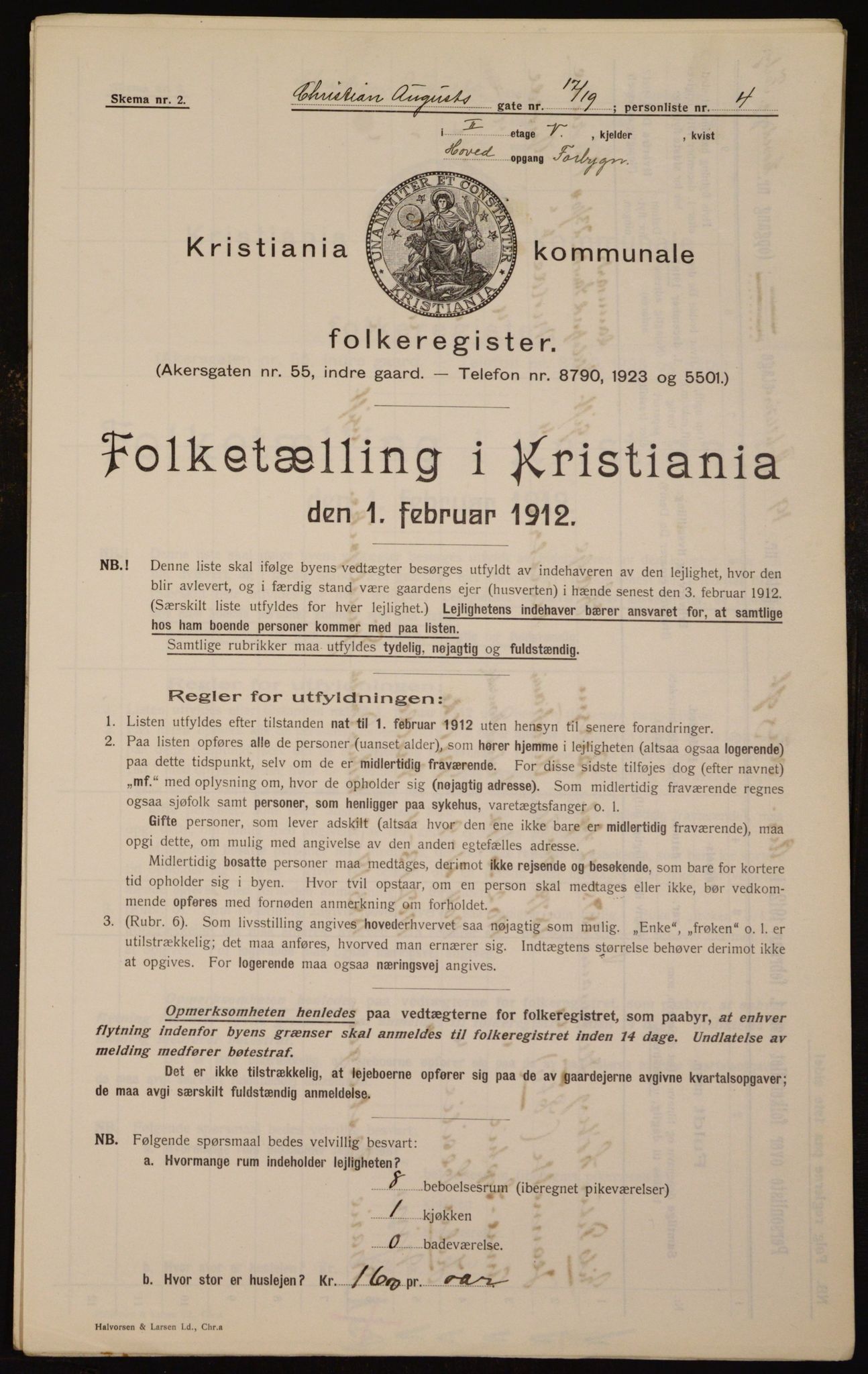 OBA, Municipal Census 1912 for Kristiania, 1912, p. 54344
