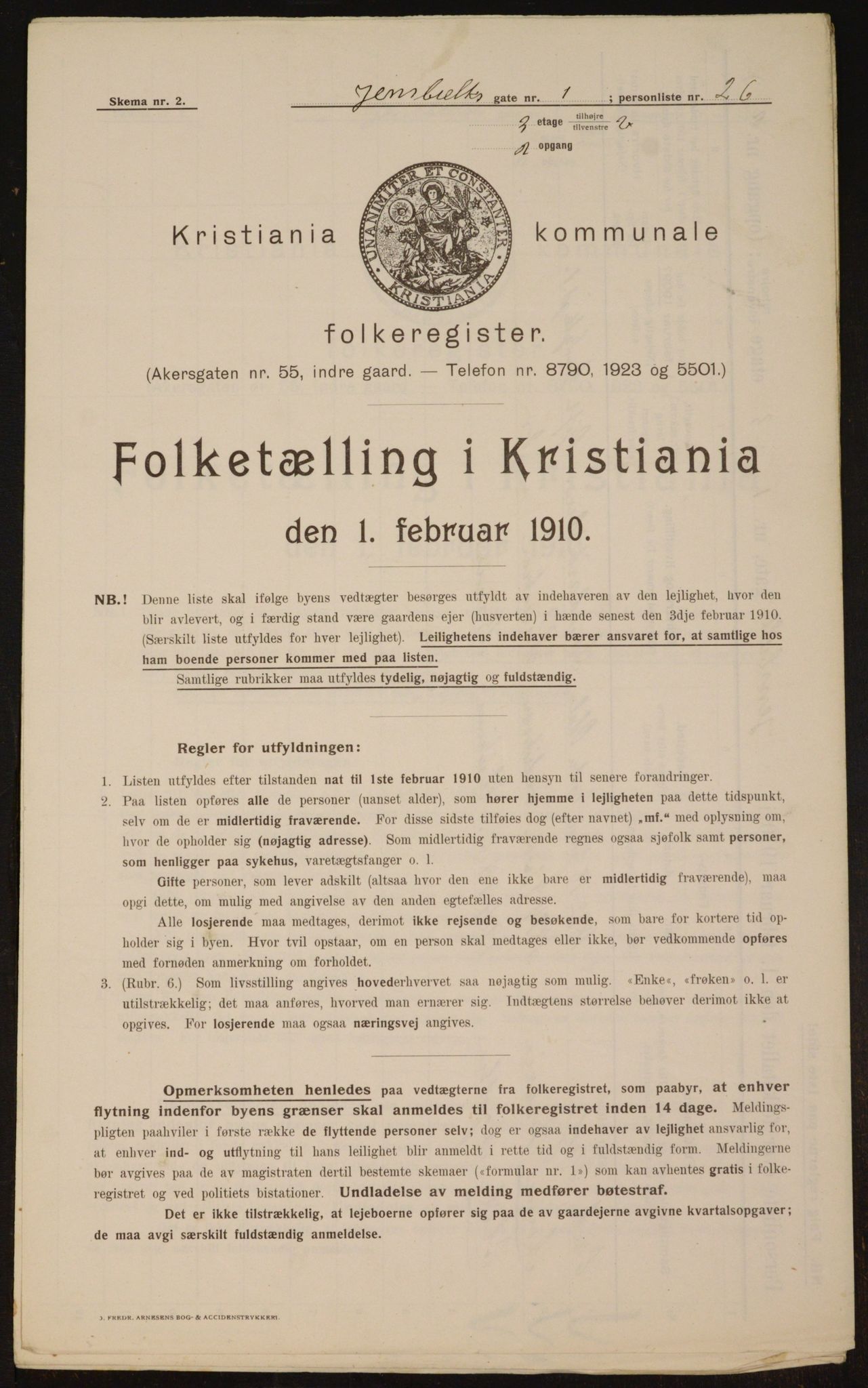 OBA, Municipal Census 1910 for Kristiania, 1910, p. 44148