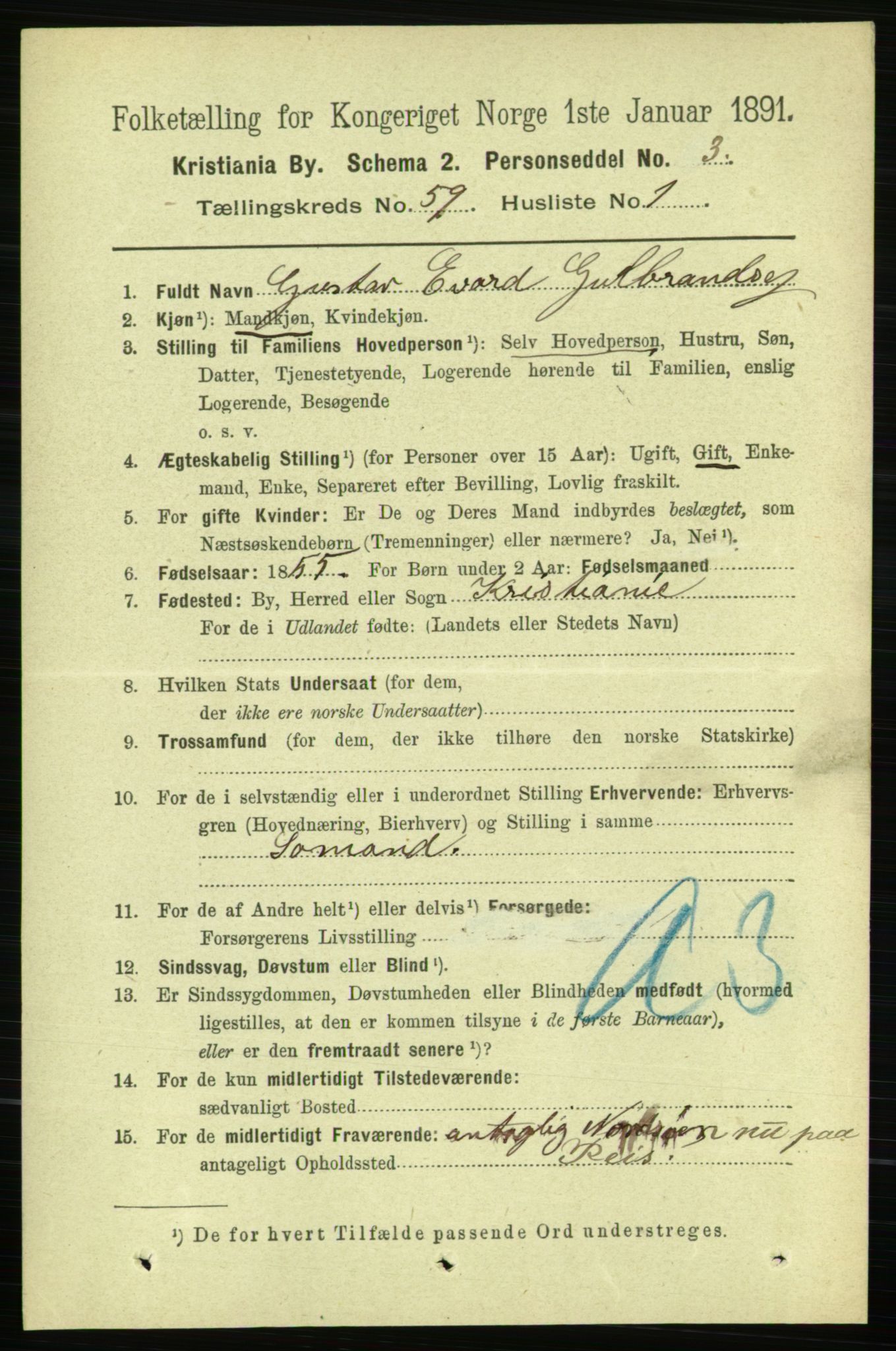 RA, 1891 census for 0301 Kristiania, 1891, p. 31365