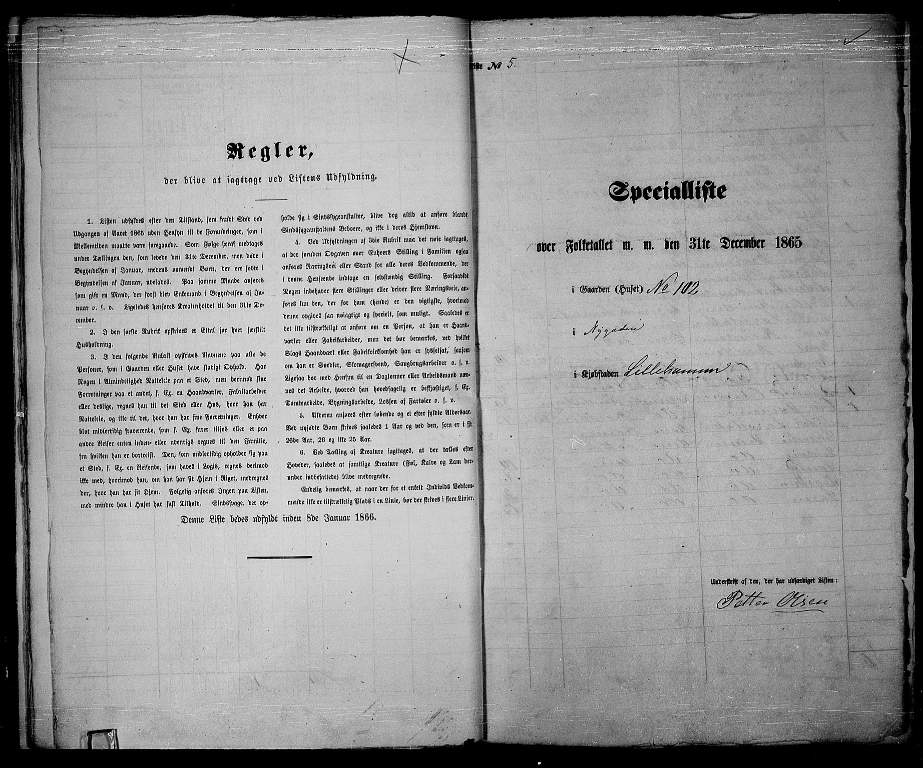 RA, 1865 census for Fåberg/Lillehammer, 1865, p. 16