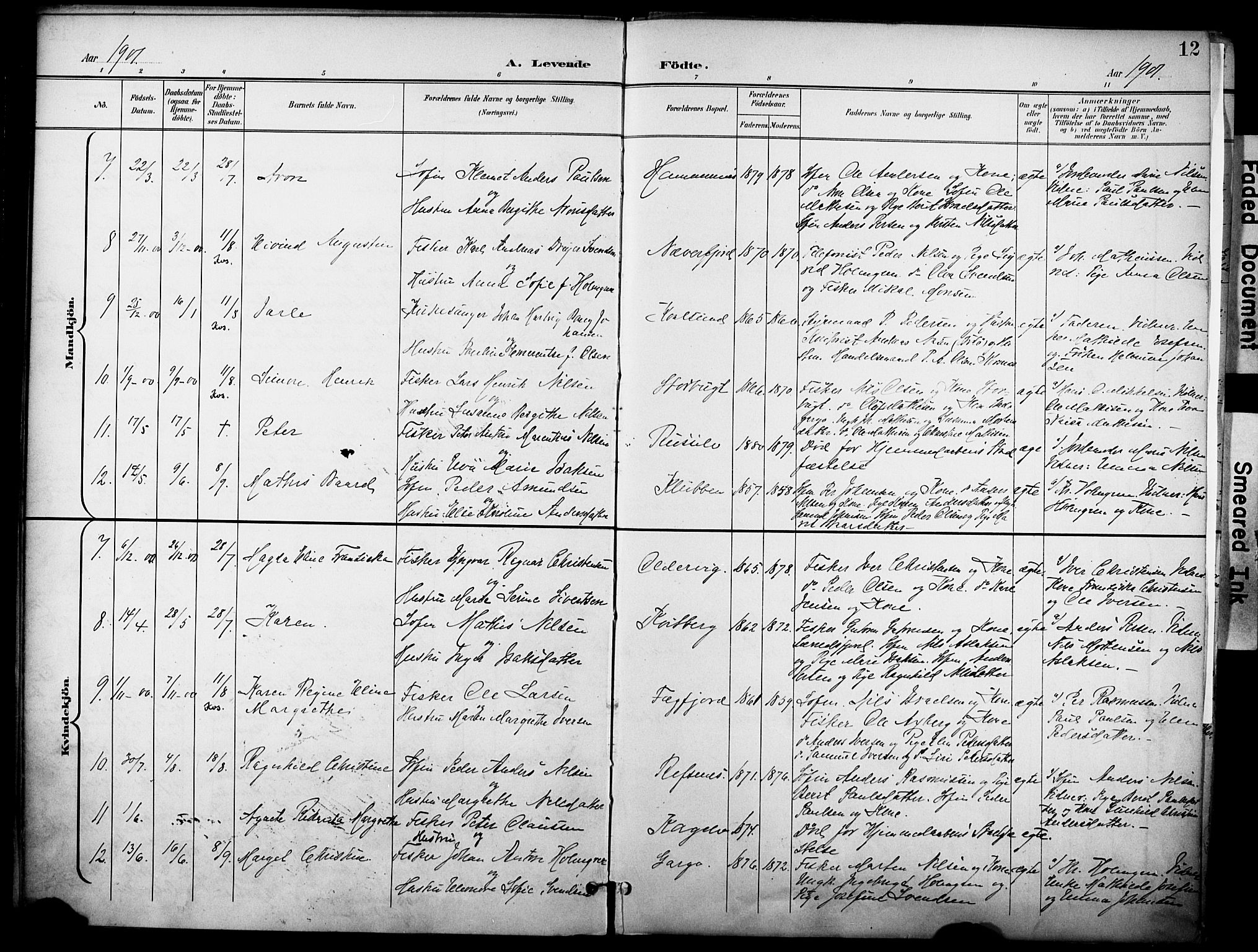Hammerfest sokneprestkontor, SATØ/S-1347/H/Ha/L0012.kirke: Parish register (official) no. 12, 1898-1908, p. 12