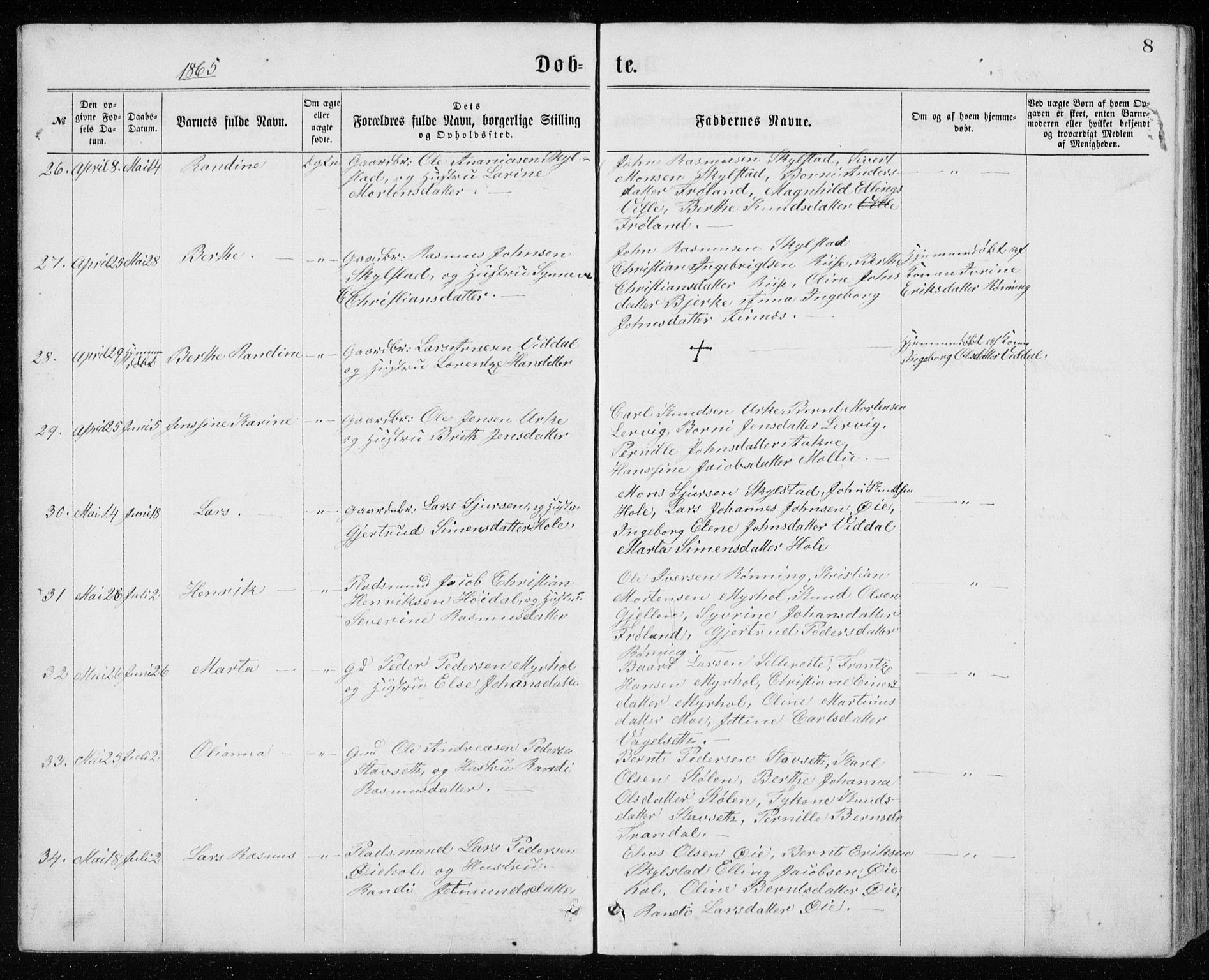 Ministerialprotokoller, klokkerbøker og fødselsregistre - Møre og Romsdal, AV/SAT-A-1454/515/L0214: Parish register (copy) no. 515C01, 1865-1883, p. 8