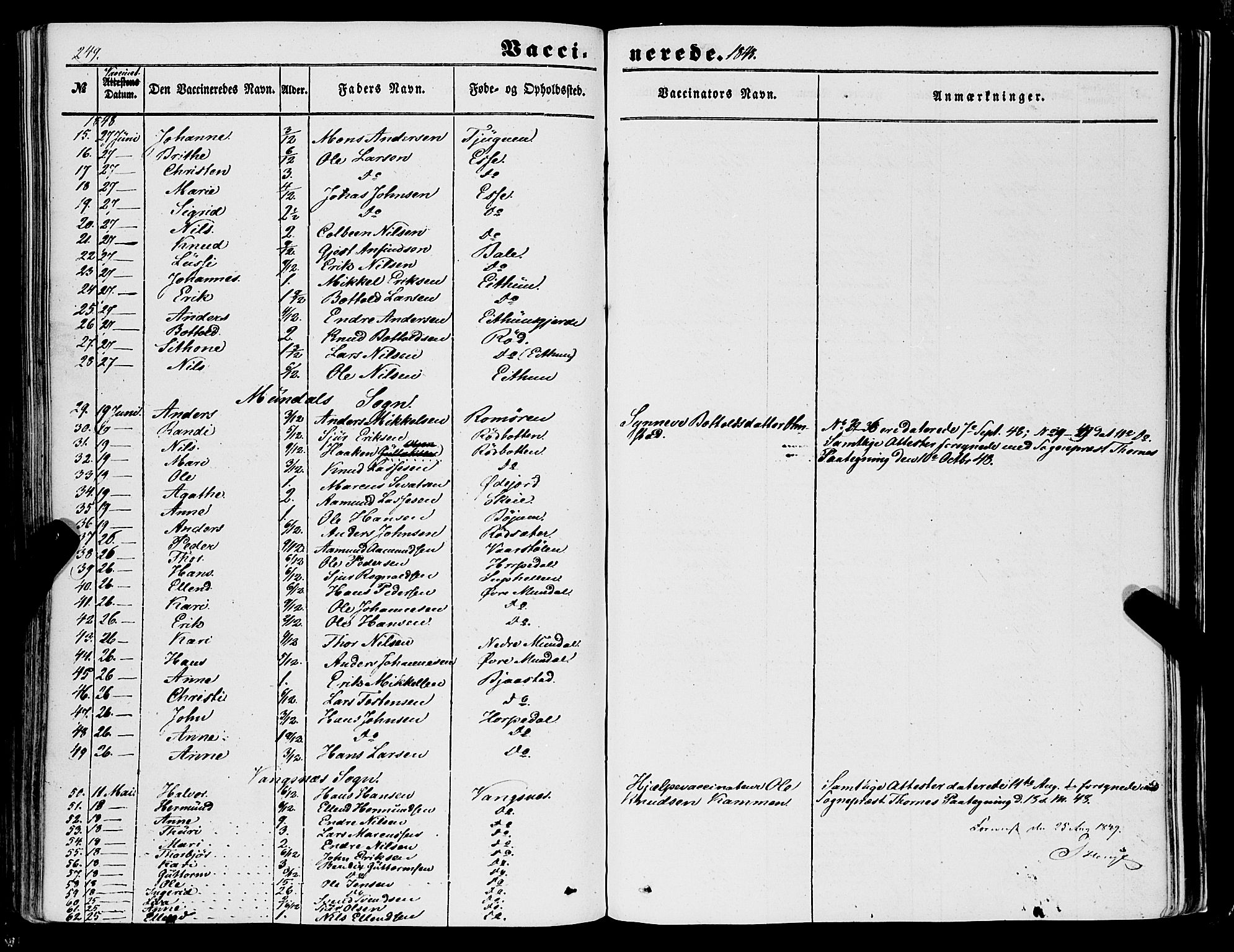 Balestrand sokneprestembete, AV/SAB-A-79601/H/Haa/Haaa/L0002: Parish register (official) no. A 2, 1847-1866, p. 249