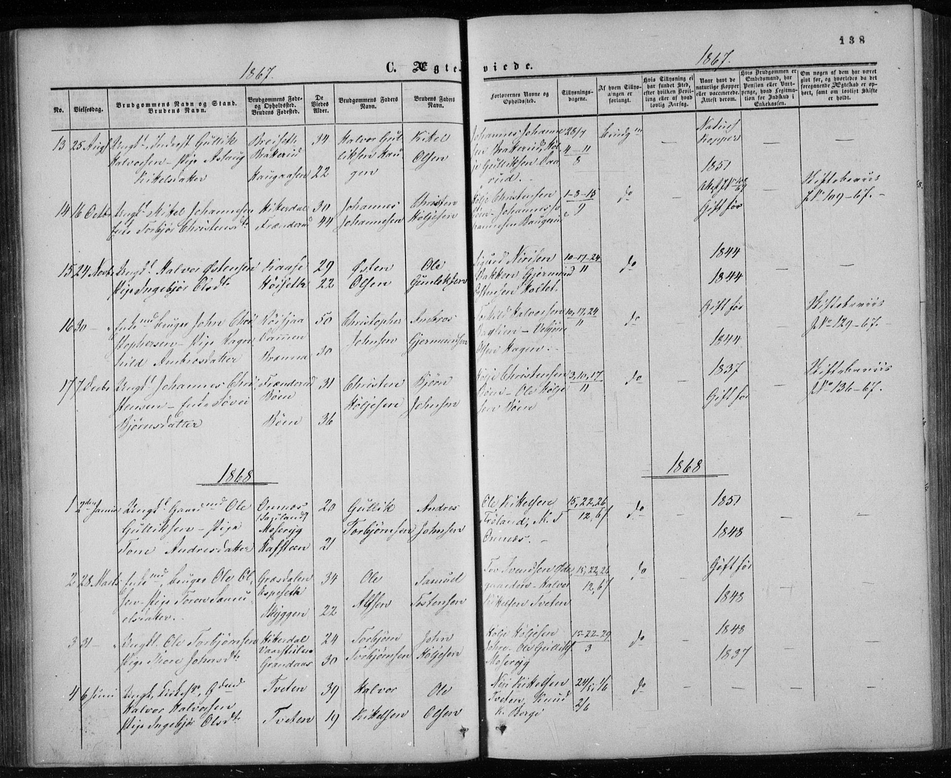 Gransherad kirkebøker, SAKO/A-267/F/Fa/L0003: Parish register (official) no. I 3, 1859-1870, p. 138