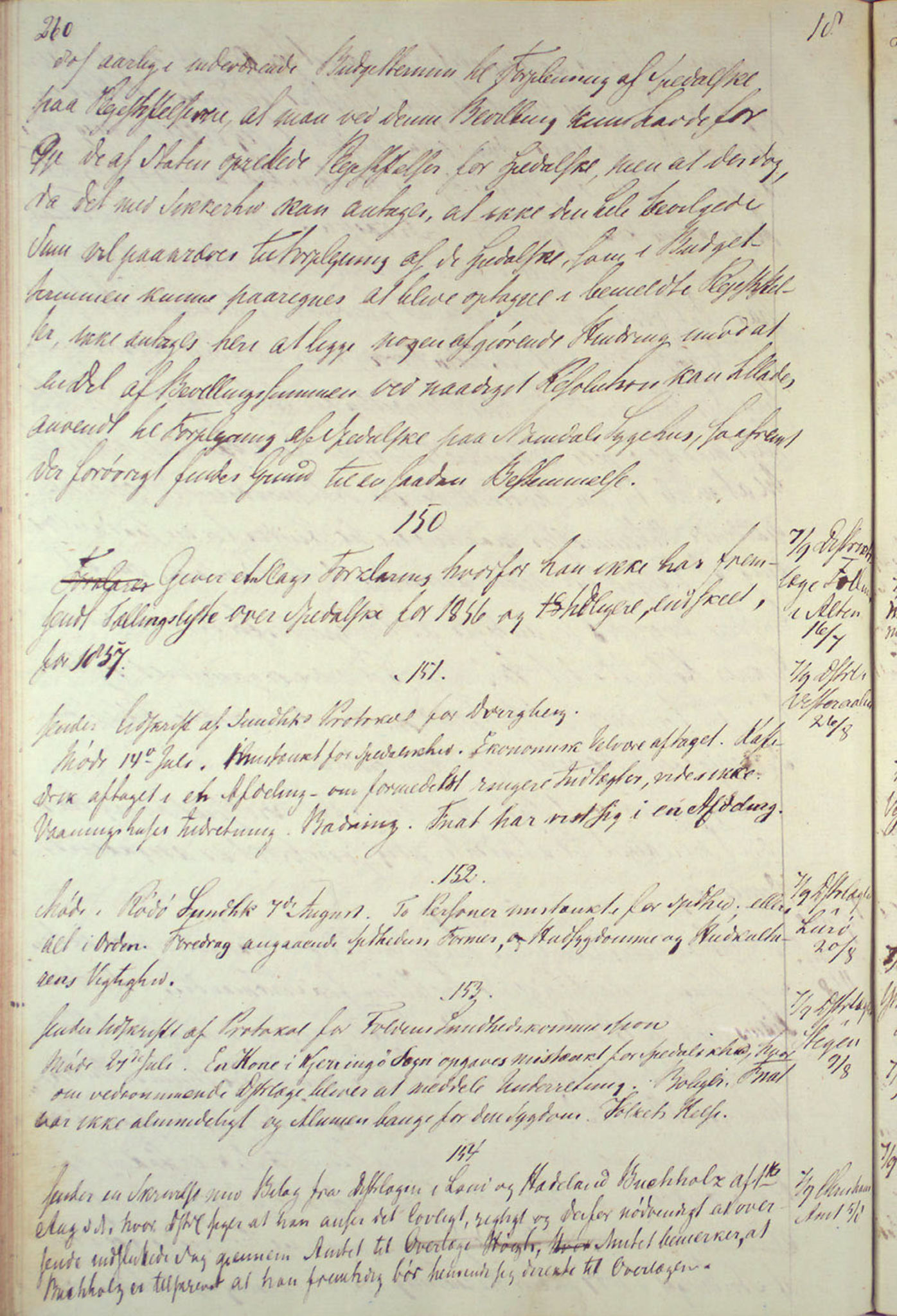 Lepraarkiver - Overlegen for den spedalske sykdom, AV/SAB-A-61001/B.c/L0001: Journal, 1854-1859, p. 260