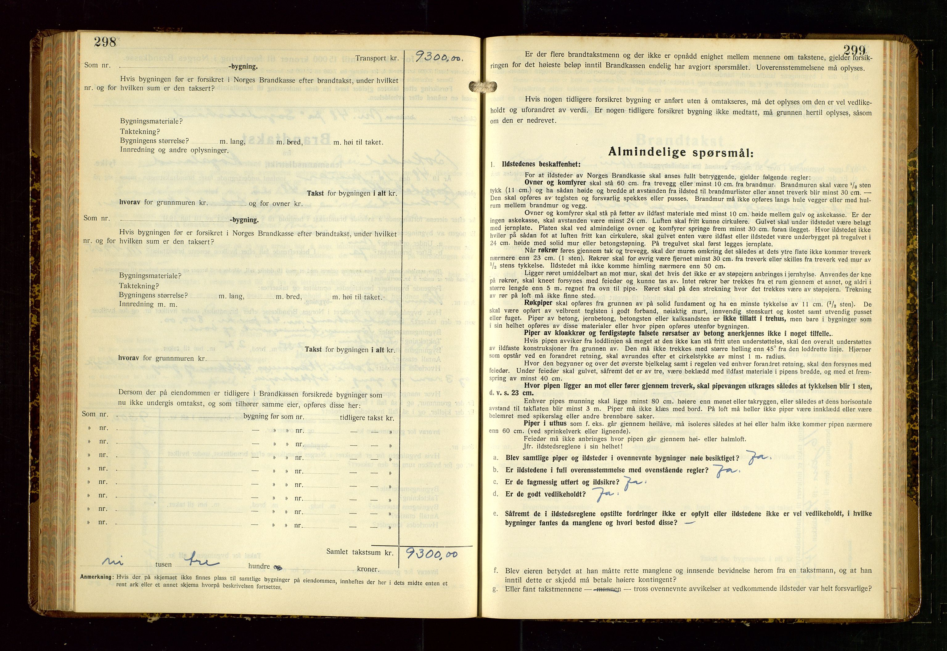 Sokndal lensmannskontor, AV/SAST-A-100417/Gob/L0008: "Brandtakst-Protokoll", 1937-1955, p. 298-299