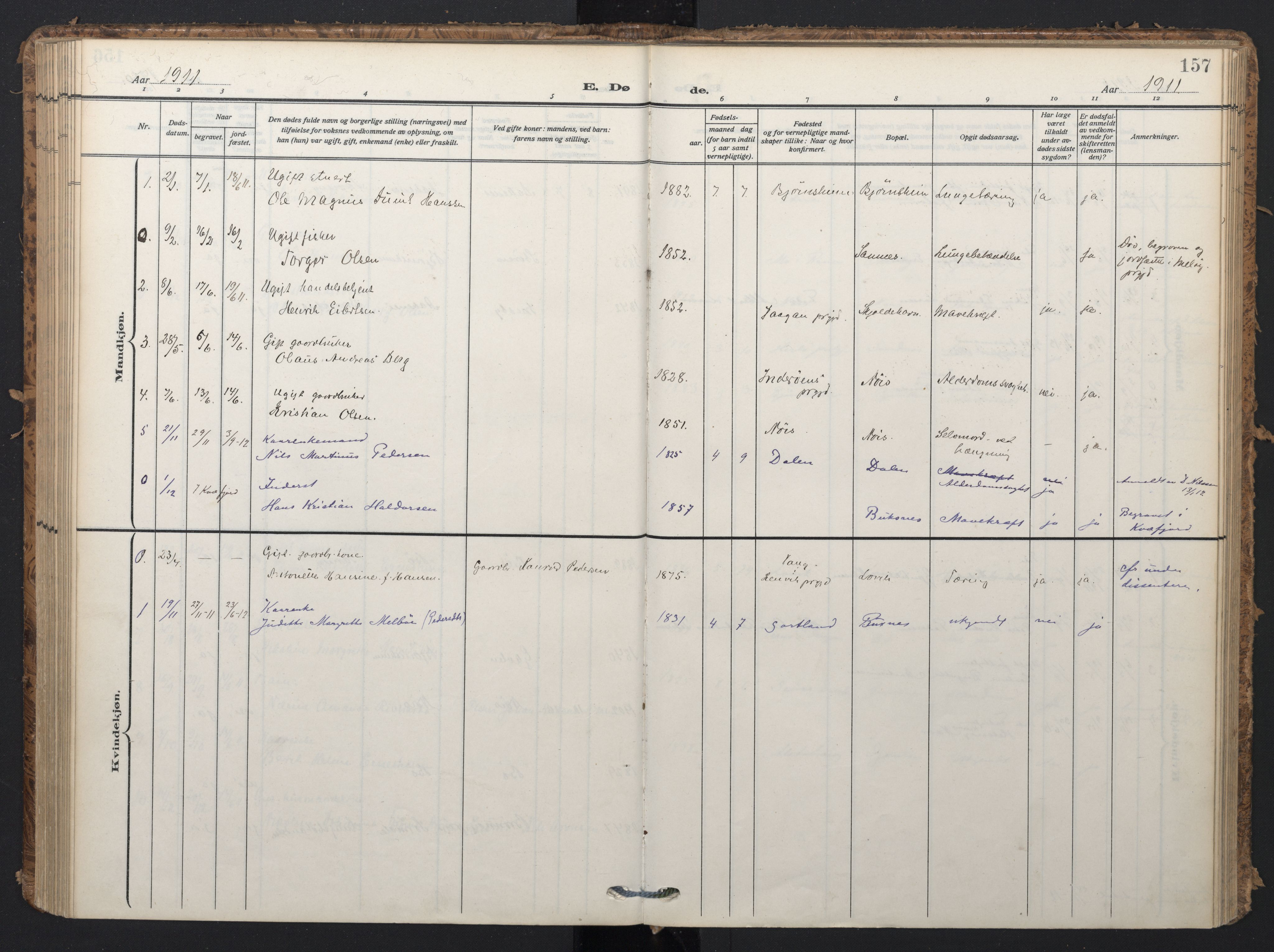 Ministerialprotokoller, klokkerbøker og fødselsregistre - Nordland, SAT/A-1459/898/L1423: Parish register (official) no. 898A03, 1909-1928, p. 157