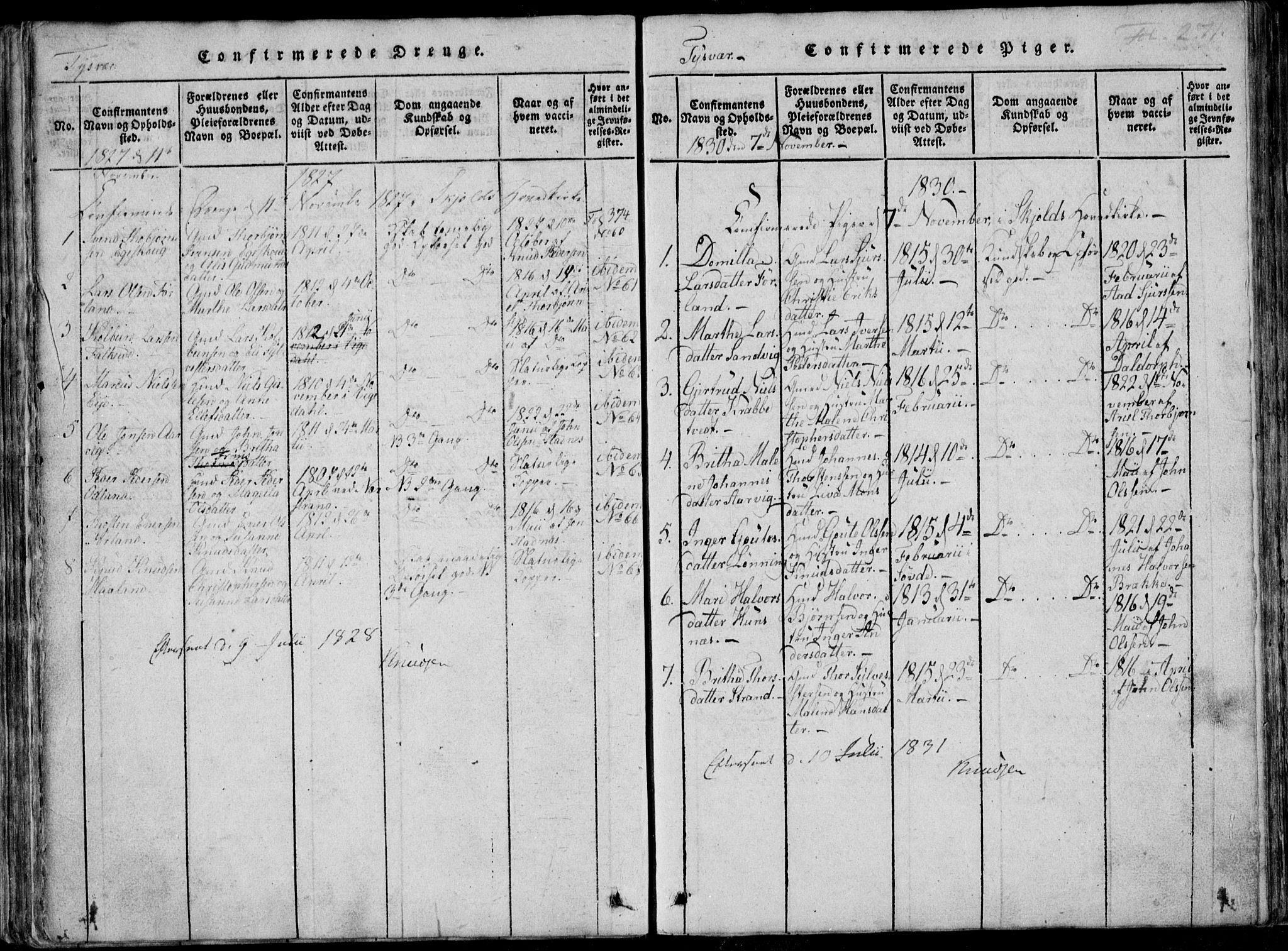 Skjold sokneprestkontor, SAST/A-101847/H/Ha/Haa/L0004: Parish register (official) no. A 4 /1, 1815-1830, p. 271