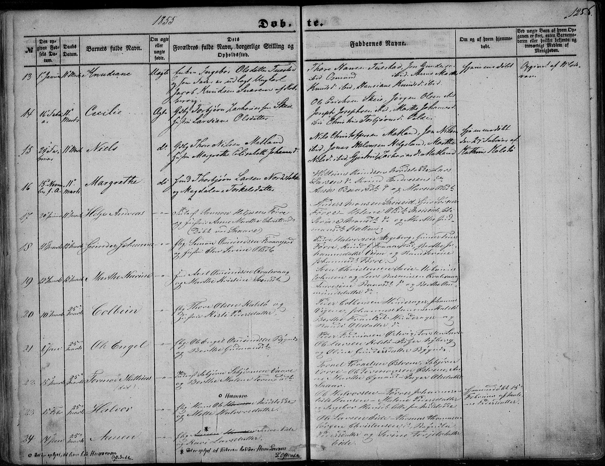 Avaldsnes sokneprestkontor, AV/SAST-A -101851/H/Ha/Haa/L0008: Parish register (official) no. A 8, 1847-1857, p. 125