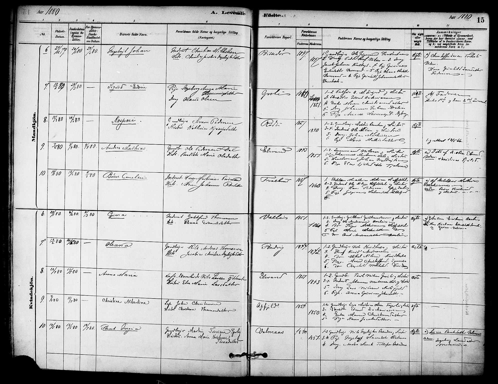 Ministerialprotokoller, klokkerbøker og fødselsregistre - Nordland, AV/SAT-A-1459/823/L0325: Parish register (official) no. 823A02, 1878-1898, p. 15