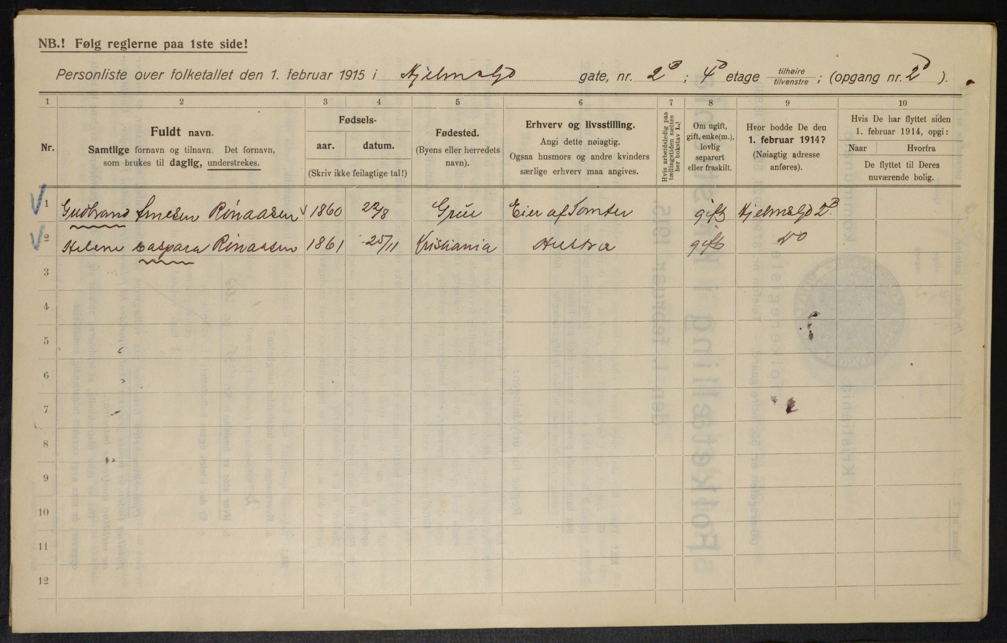 OBA, Municipal Census 1915 for Kristiania, 1915, p. 39756