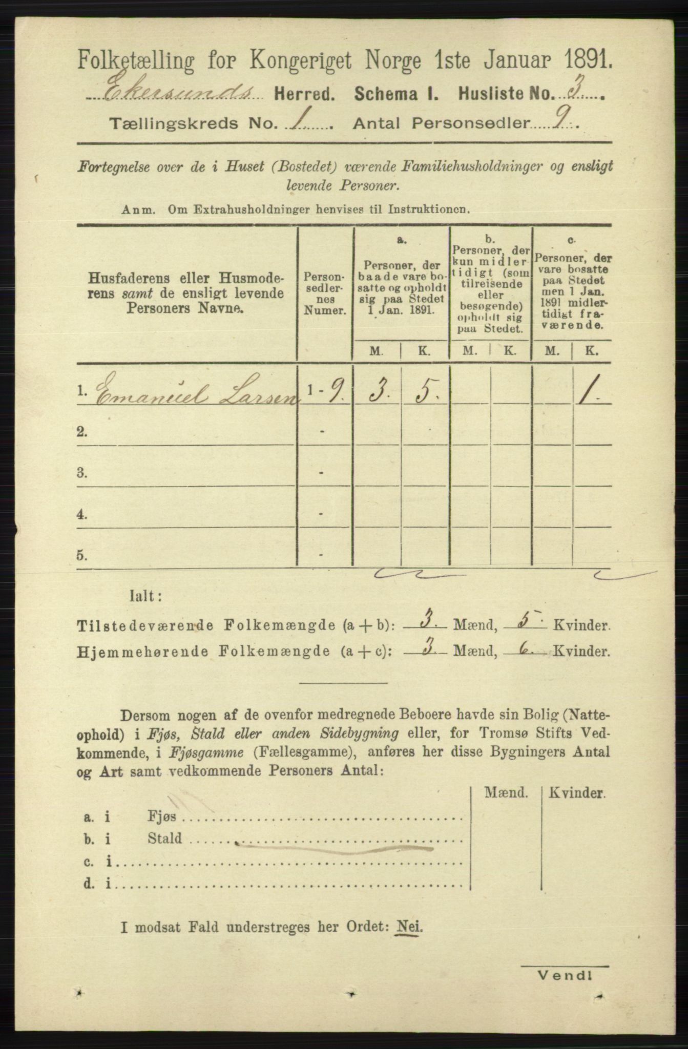 RA, 1891 census for 1116 Eigersund herred, 1891, p. 24