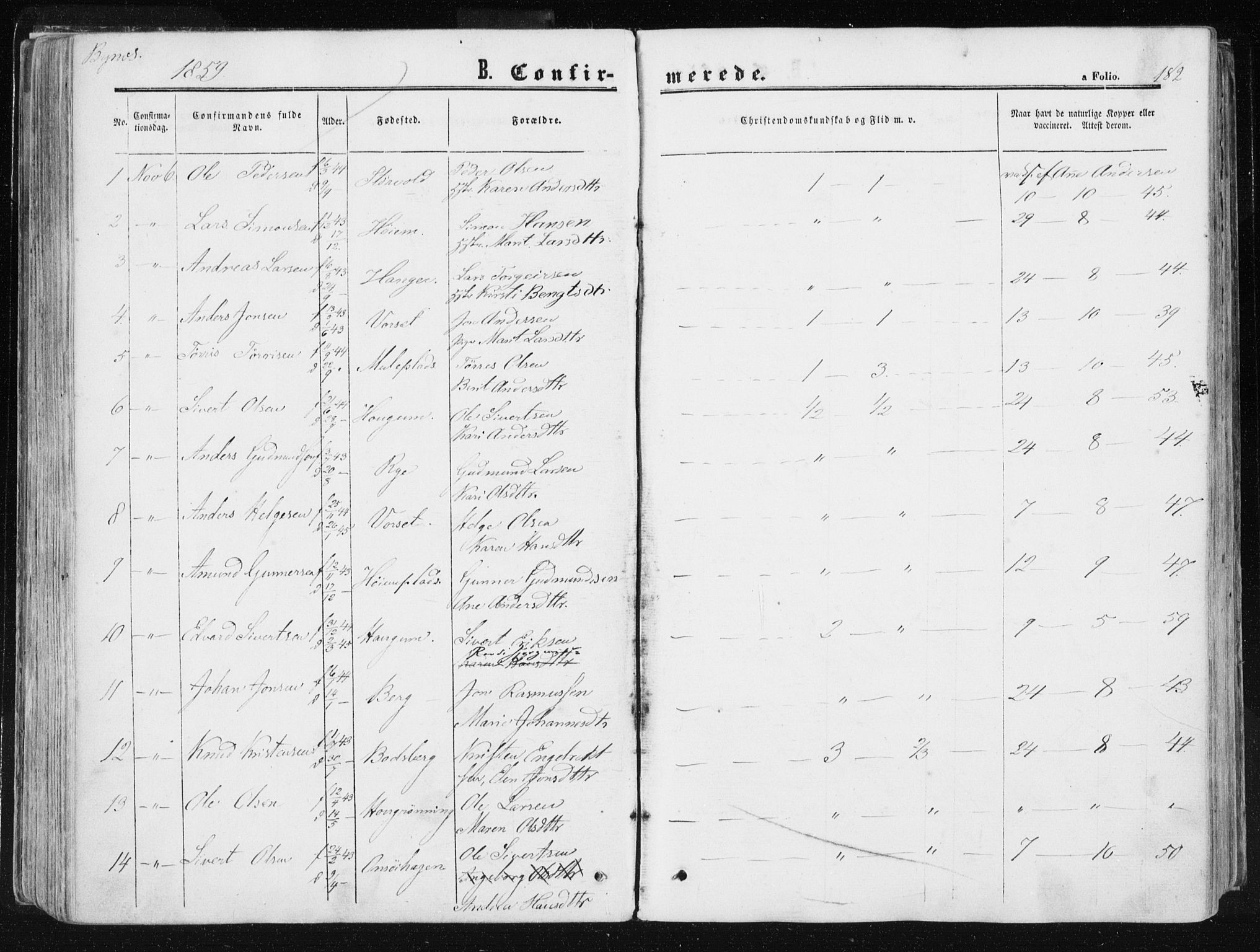 Ministerialprotokoller, klokkerbøker og fødselsregistre - Sør-Trøndelag, AV/SAT-A-1456/612/L0377: Parish register (official) no. 612A09, 1859-1877, p. 182