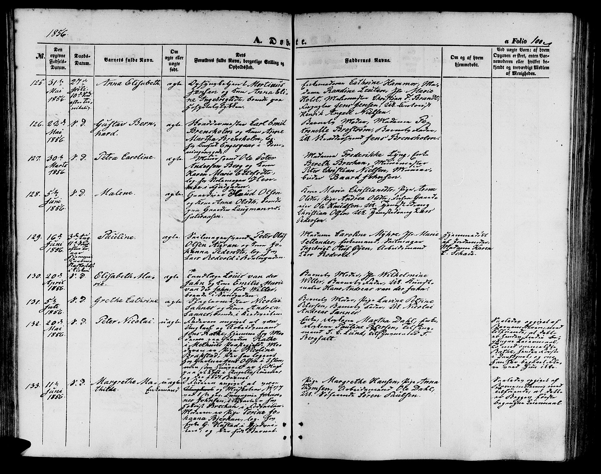 Ministerialprotokoller, klokkerbøker og fødselsregistre - Sør-Trøndelag, SAT/A-1456/602/L0138: Parish register (copy) no. 602C06, 1853-1858, p. 100