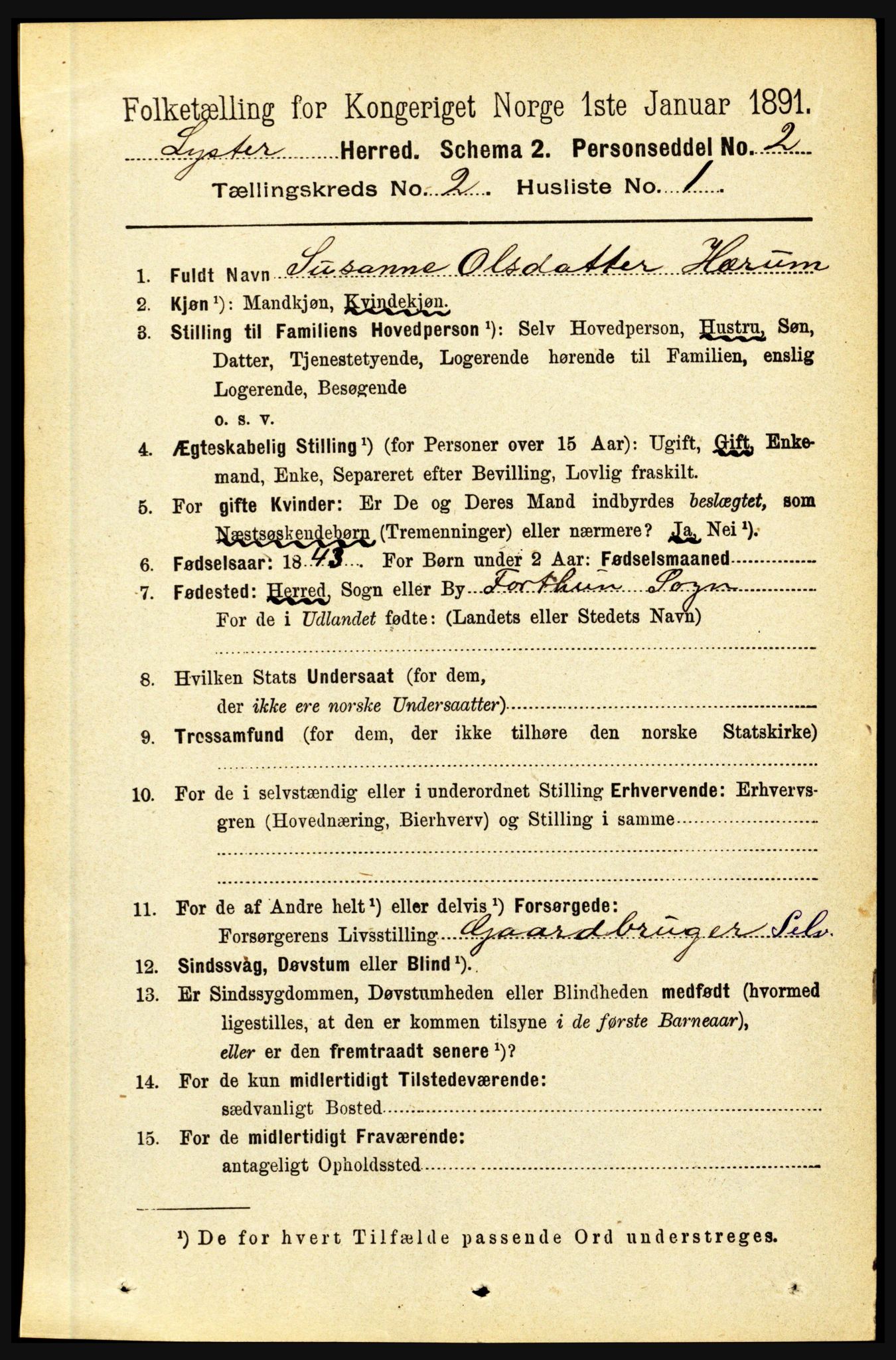 RA, 1891 census for 1426 Luster, 1891, p. 840