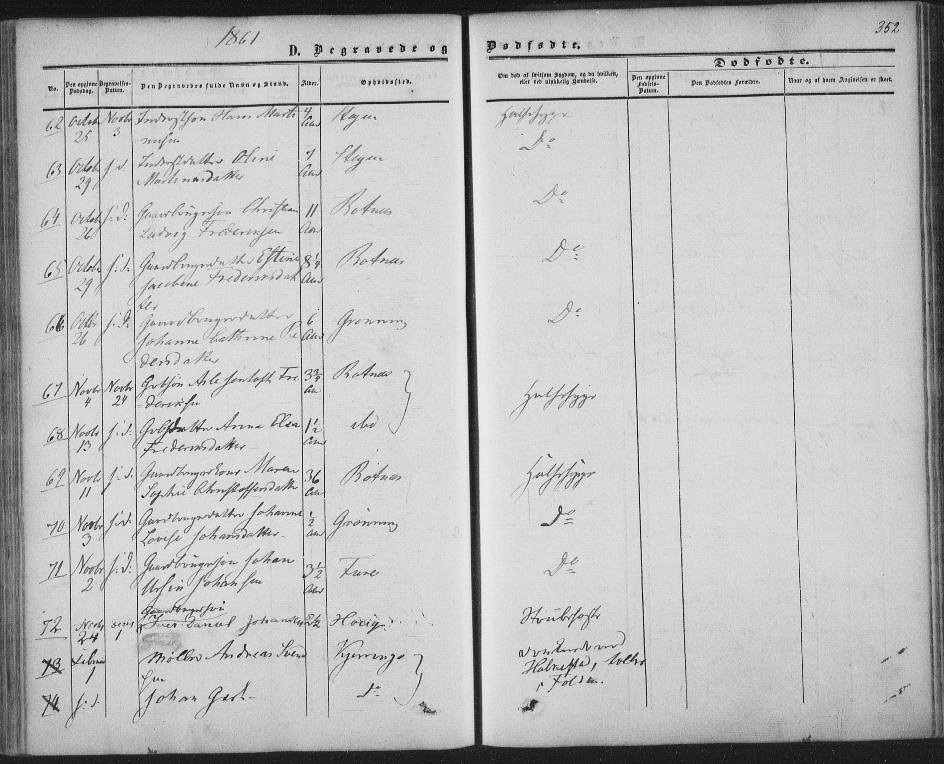 Ministerialprotokoller, klokkerbøker og fødselsregistre - Nordland, AV/SAT-A-1459/855/L0800: Parish register (official) no. 855A08, 1852-1864, p. 352