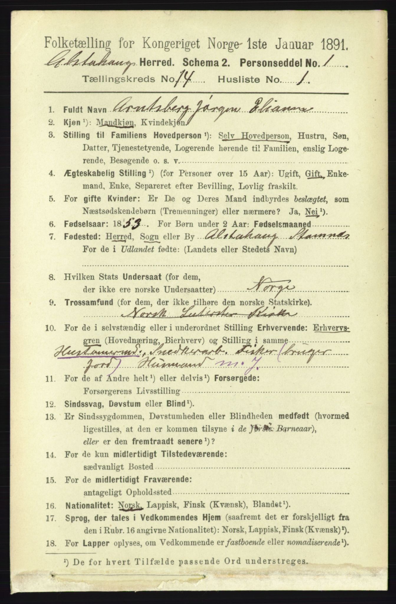 RA, 1891 census for 1820 Alstahaug, 1891, p. 4934