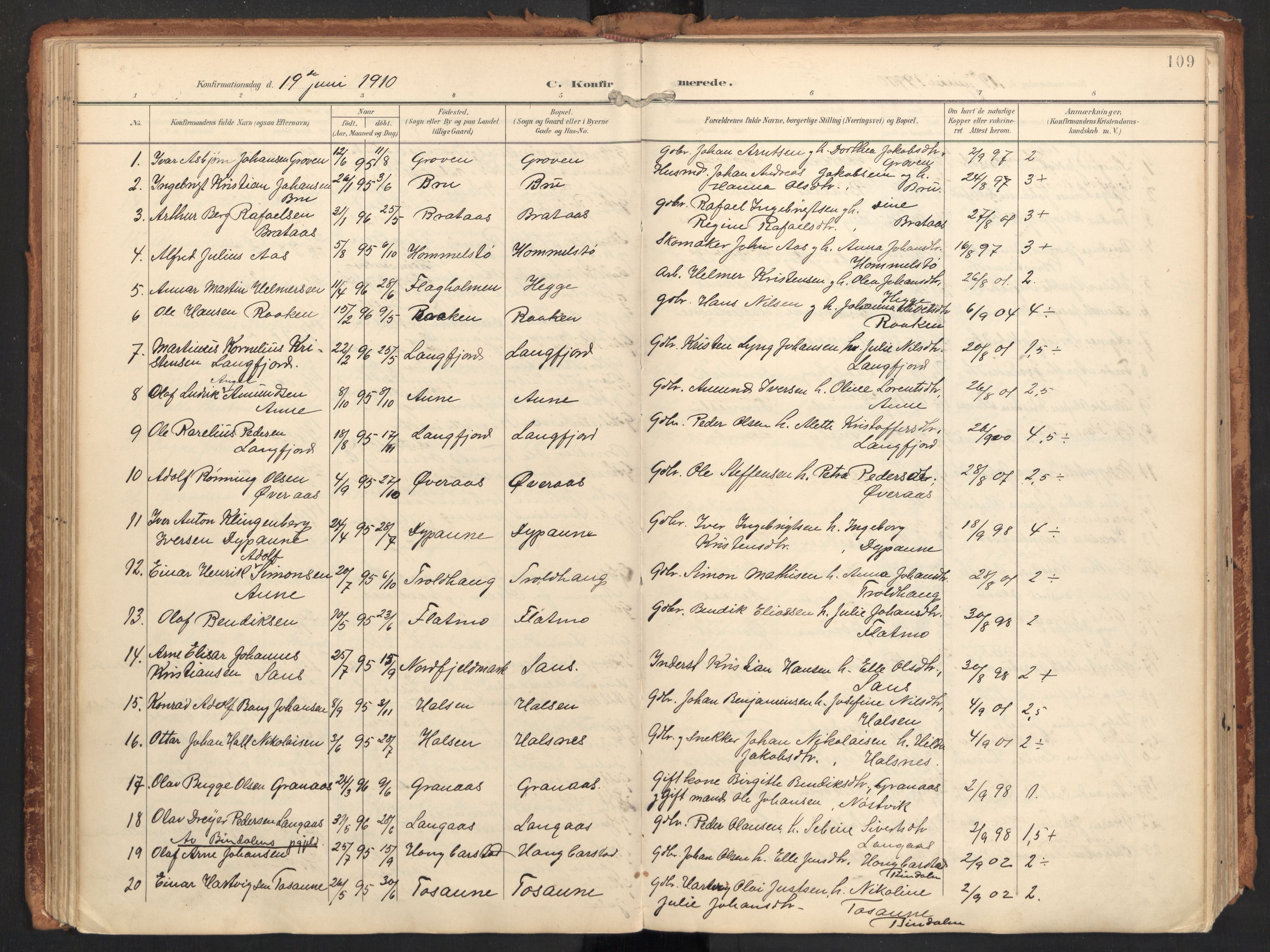 Ministerialprotokoller, klokkerbøker og fødselsregistre - Nordland, SAT/A-1459/814/L0227: Parish register (official) no. 814A08, 1899-1920, p. 109