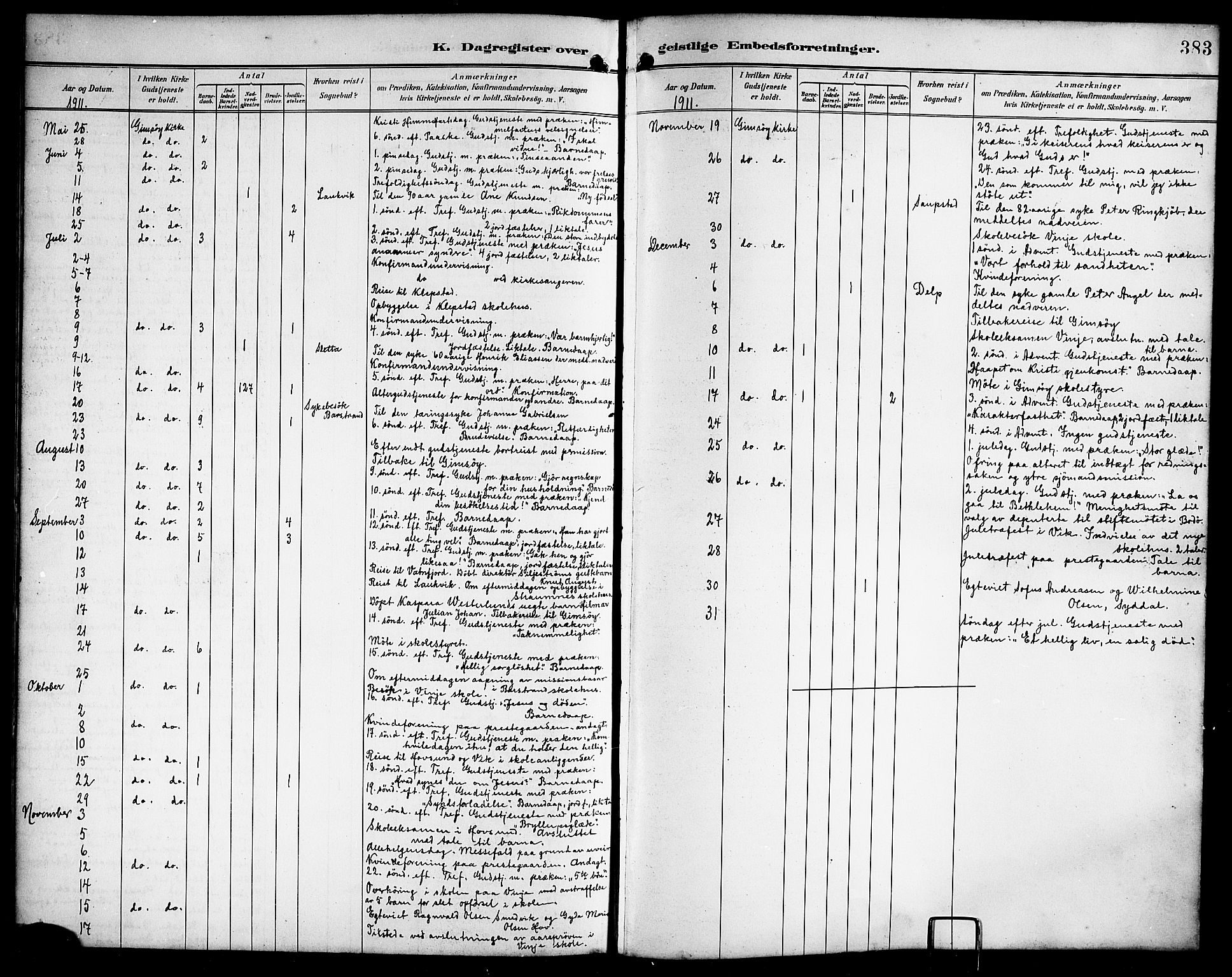 Ministerialprotokoller, klokkerbøker og fødselsregistre - Nordland, AV/SAT-A-1459/876/L1105: Parish register (copy) no. 876C04, 1896-1914, p. 383