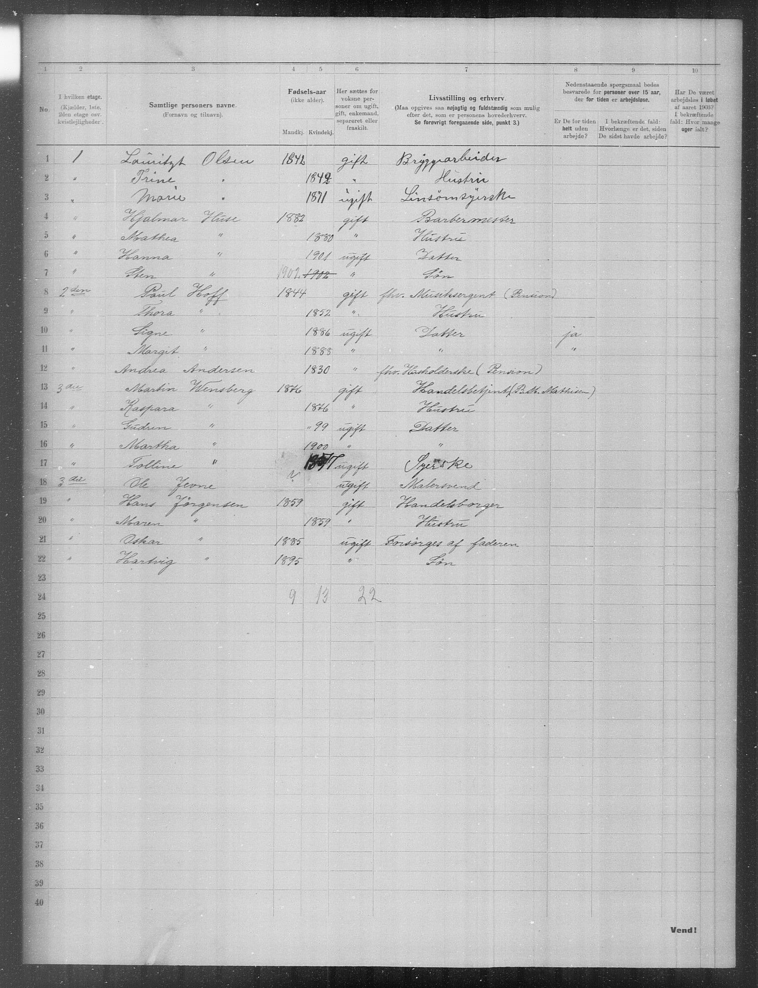 OBA, Municipal Census 1903 for Kristiania, 1903, p. 13403