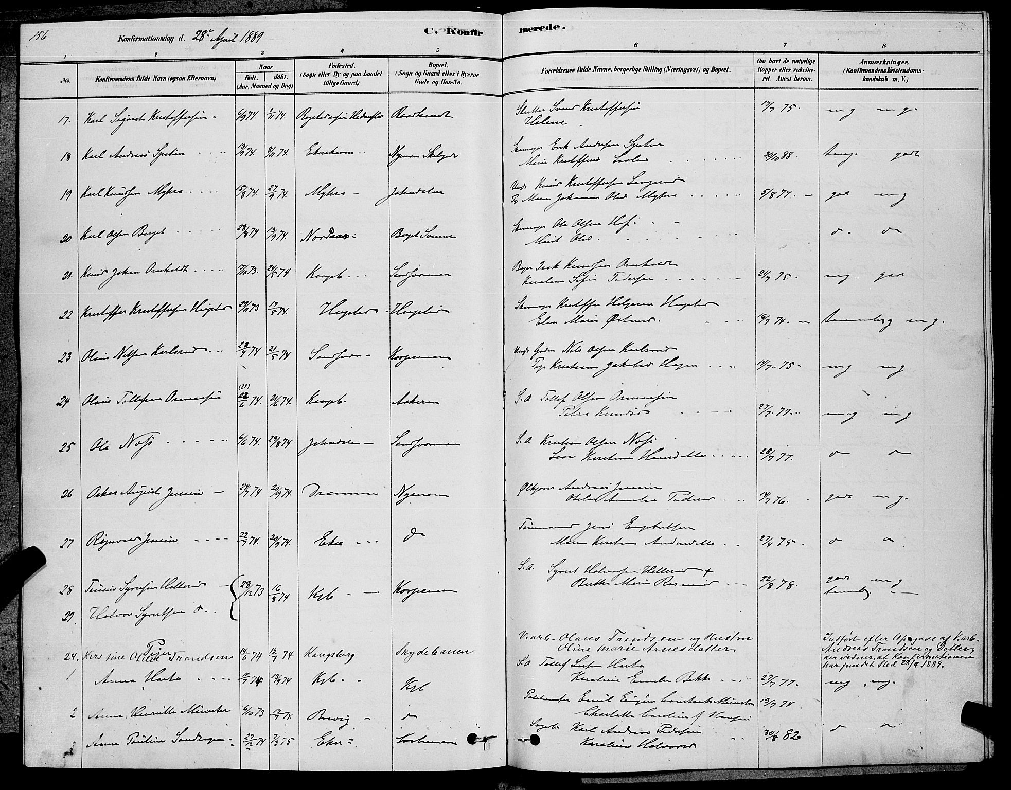 Kongsberg kirkebøker, AV/SAKO-A-22/G/Ga/L0005: Parish register (copy) no. 5, 1878-1889, p. 156