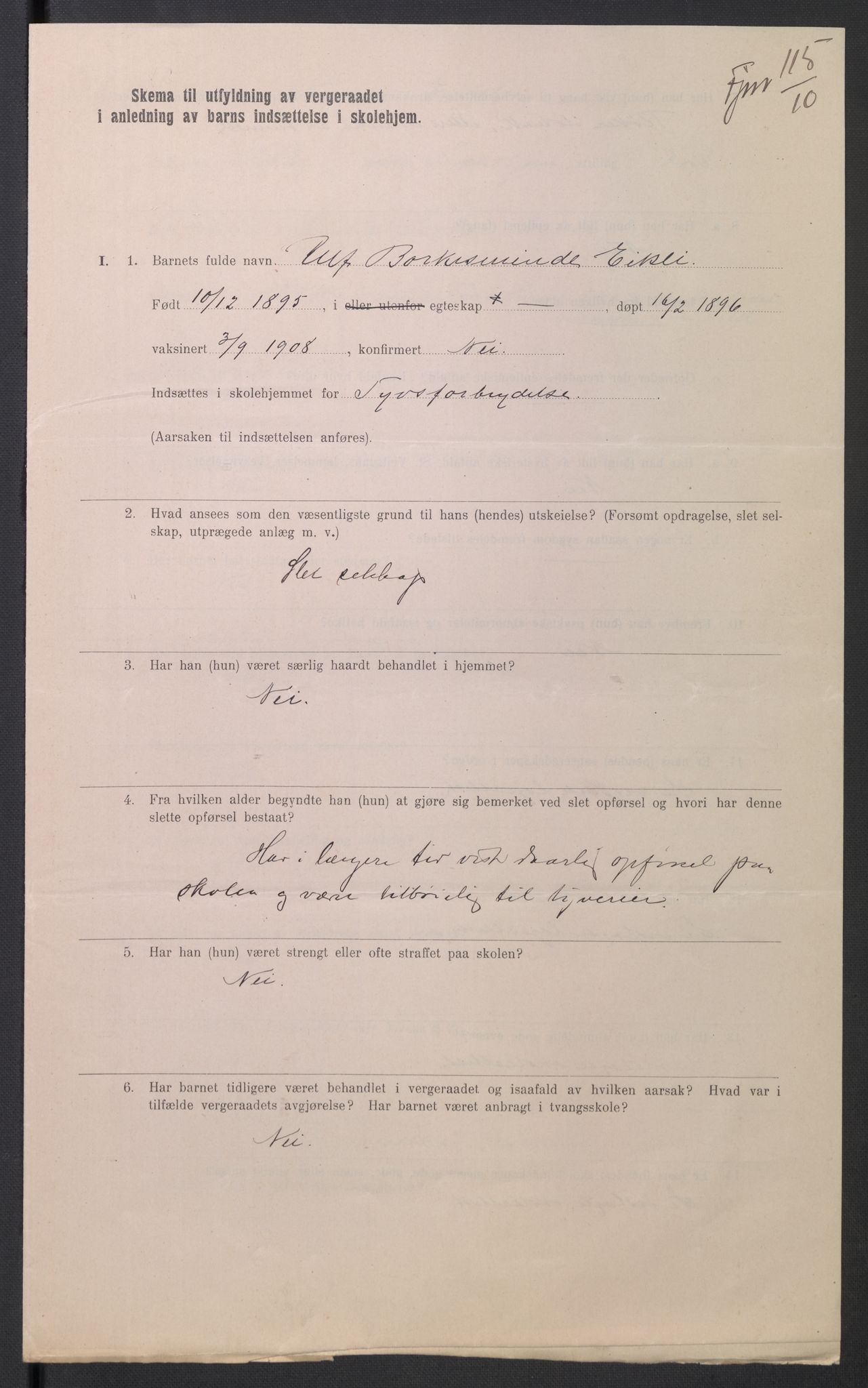 Falstad skolehjem, AV/RA-S-1676/E/Eb/L0010: Elevmapper løpenr. 210-239, 1910-1917, p. 118