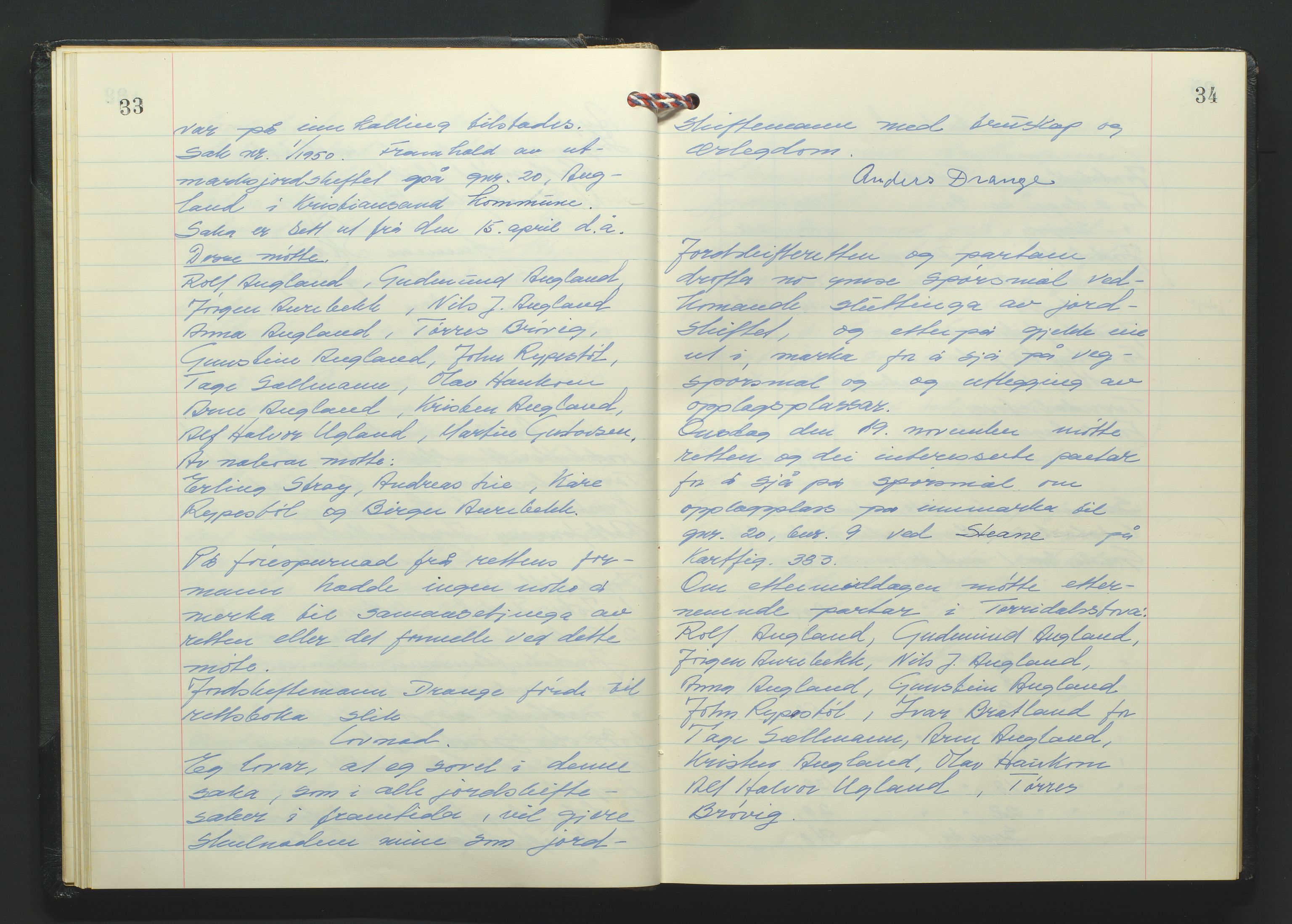 Marnar jordskifterett, AV/SAK-1541-0006/F/Fa/L0004: Jordskifterettsbok Kristiansand domssokn (Kr4), 1969-1974, p. 33-34