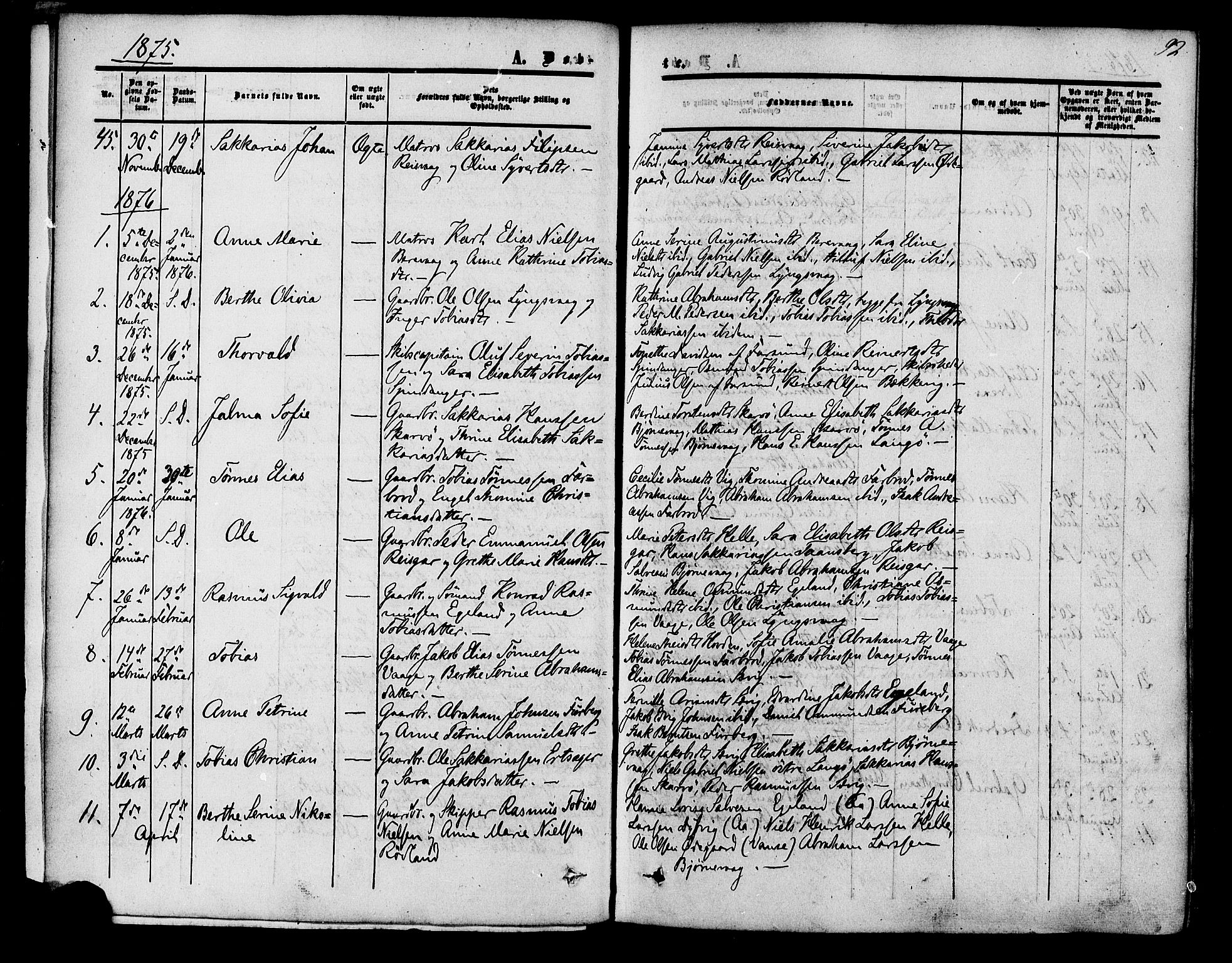 Herad sokneprestkontor, SAK/1111-0018/F/Fa/Fab/L0004: Parish register (official) no. A 4, 1853-1885, p. 92