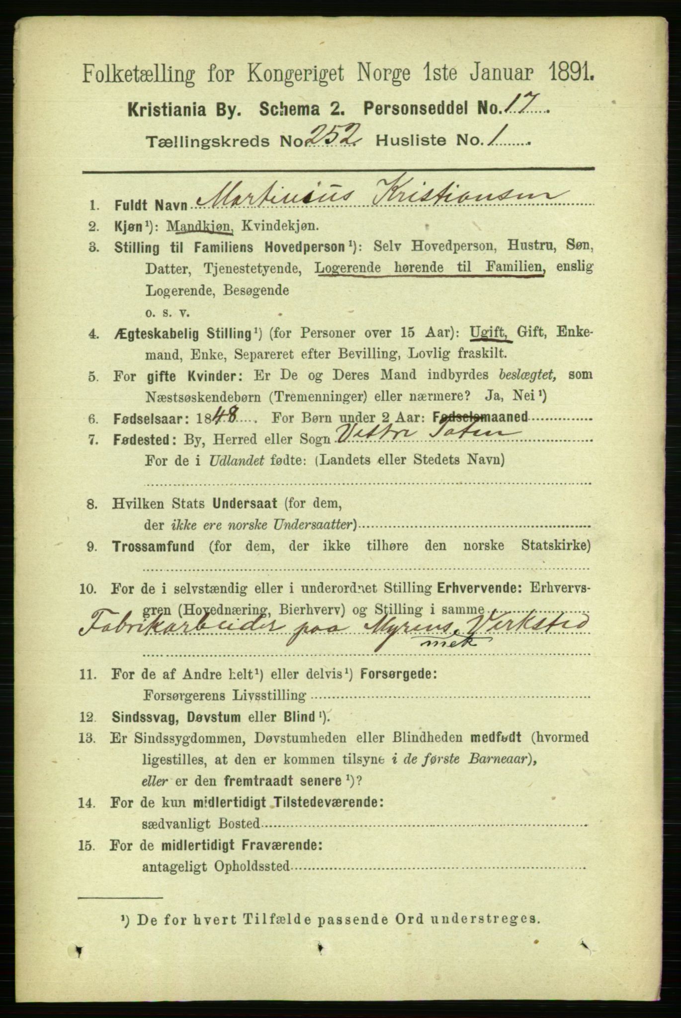 RA, 1891 census for 0301 Kristiania, 1891, p. 153355