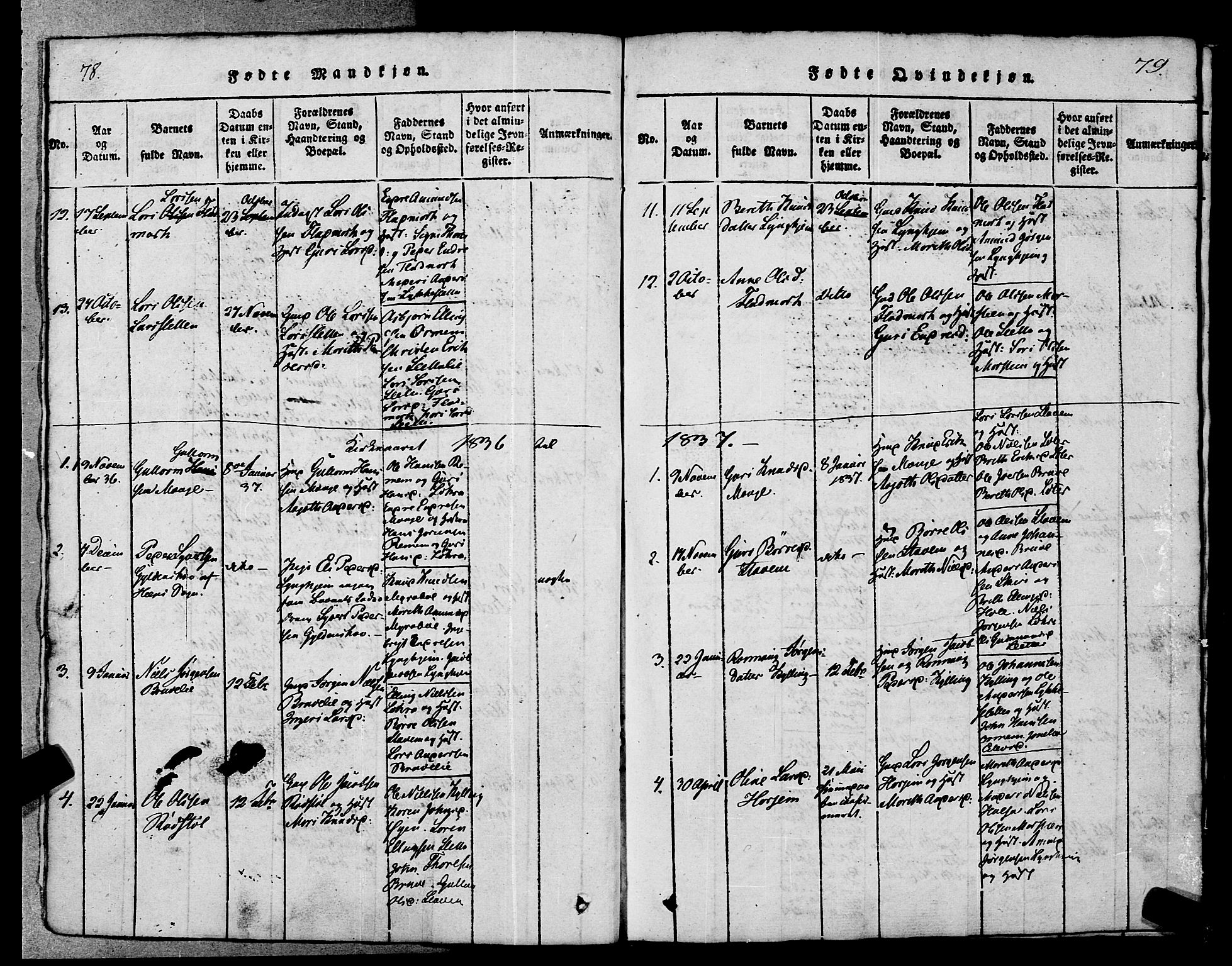 Ministerialprotokoller, klokkerbøker og fødselsregistre - Møre og Romsdal, AV/SAT-A-1454/546/L0593: Parish register (official) no. 546A01, 1818-1853, p. 78-79