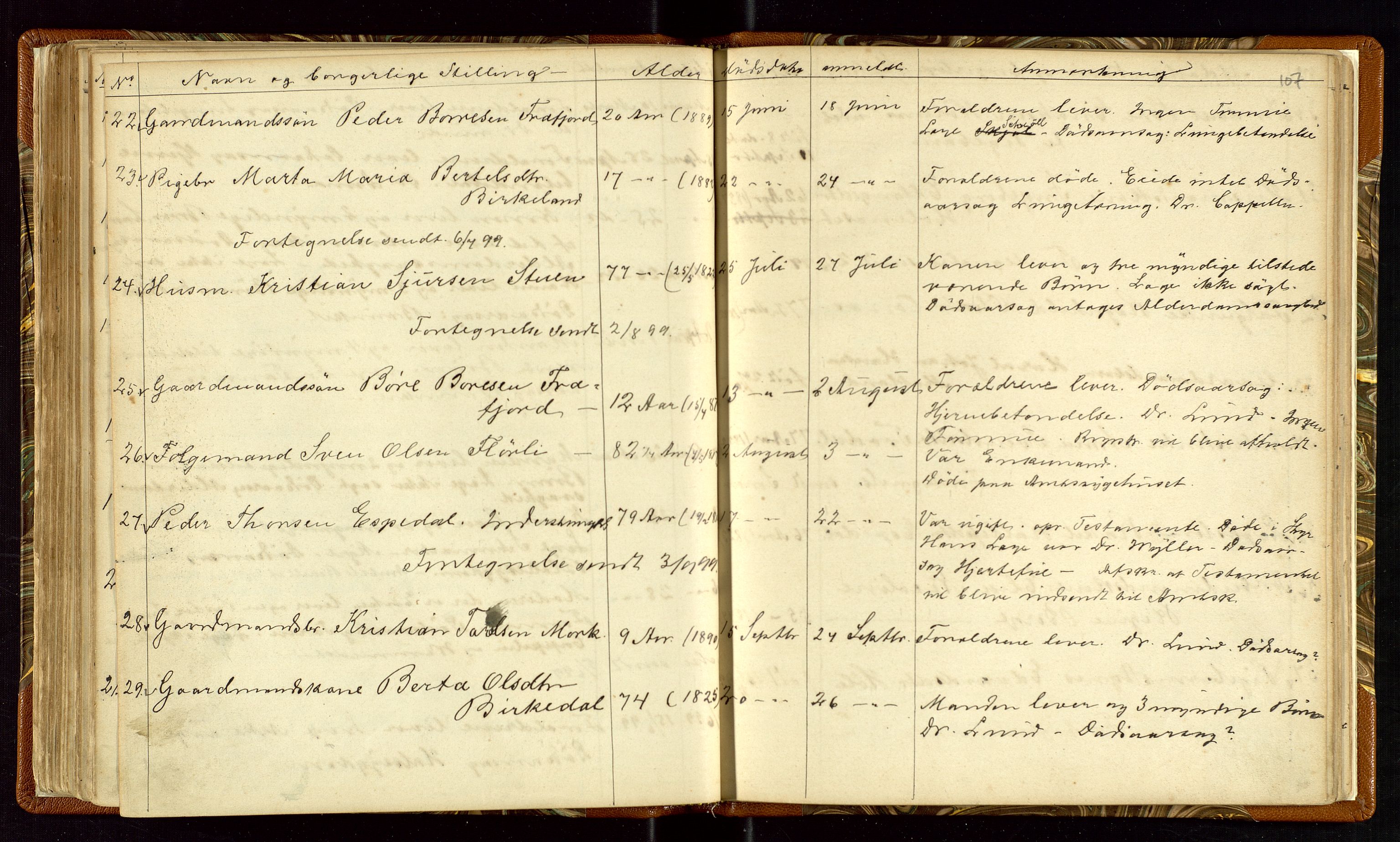 Høle og Forsand lensmannskontor, SAST/A-100127/Gga/L0001: "Fortegnelse over Afdøde i Høle Thinglag fra 1ste Juli 1875 til ", 1875-1902, p. 107