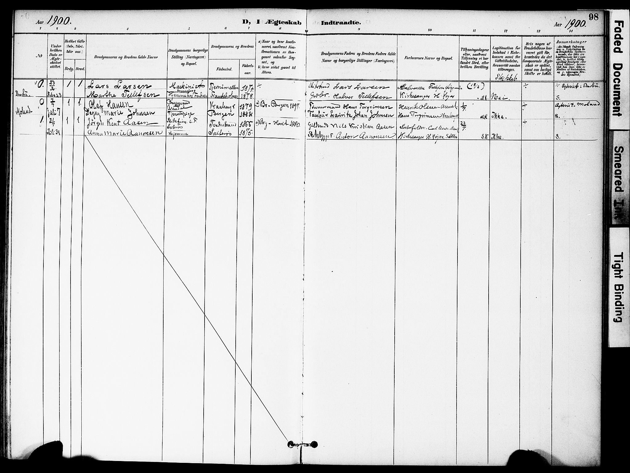 Austre Moland sokneprestkontor, SAK/1111-0001/F/Fa/Fab/L0002: Parish register (official) no. A 2, 1894-1919, p. 98