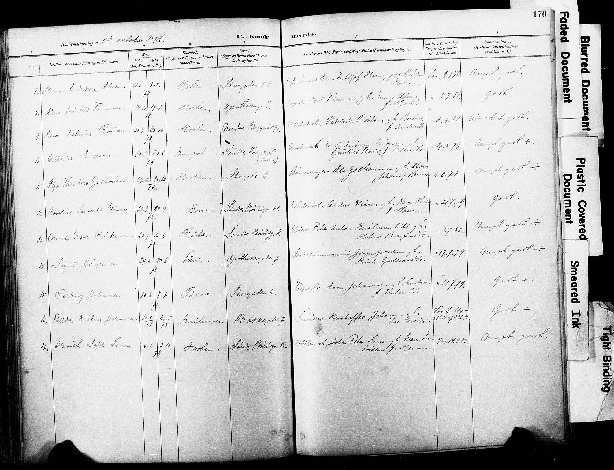 Horten kirkebøker, SAKO/A-348/F/Fa/L0004: Parish register (official) no. 4, 1888-1895, p. 176