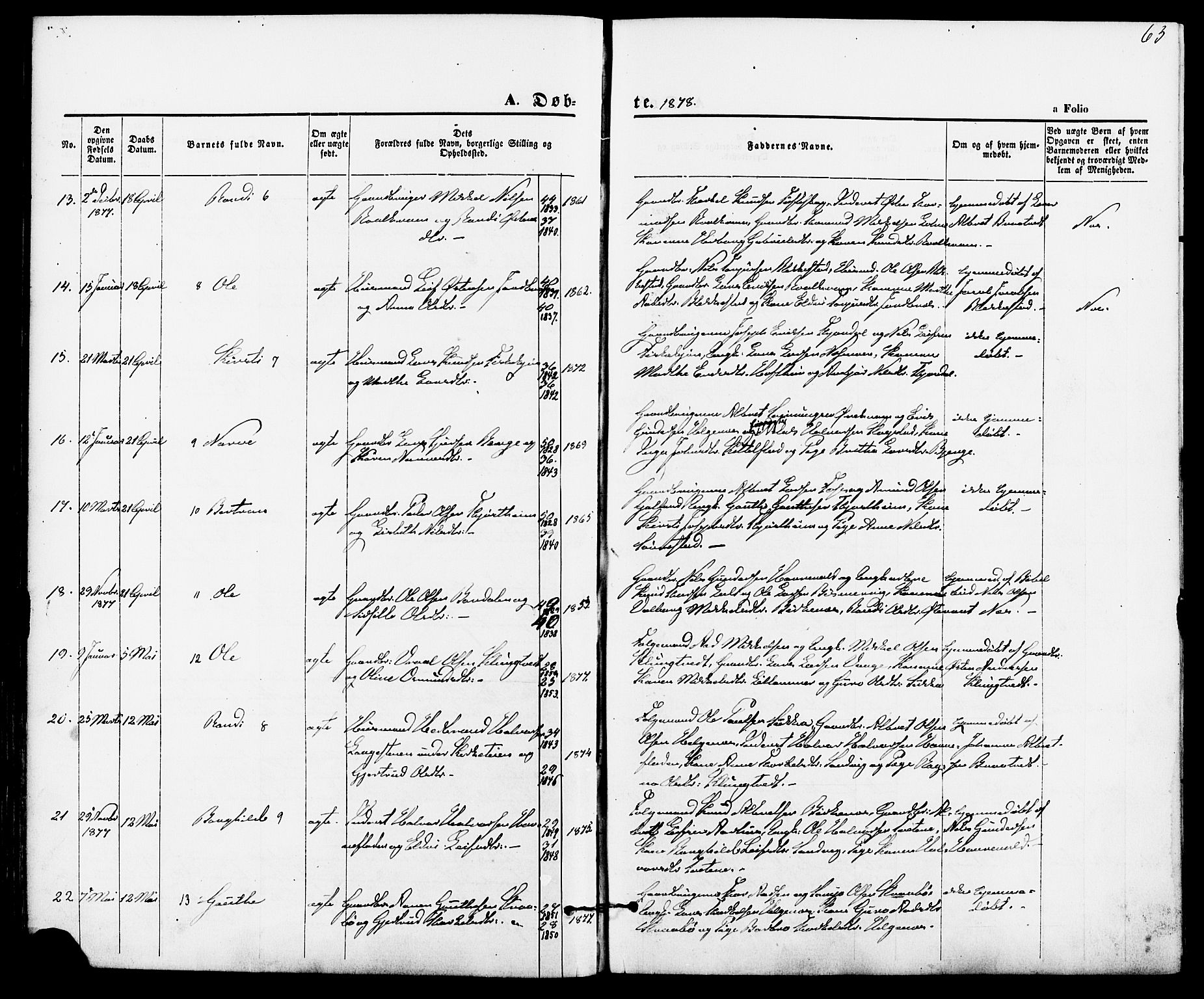 Suldal sokneprestkontor, AV/SAST-A-101845/01/IV/L0010: Parish register (official) no. A 10, 1869-1878, p. 63