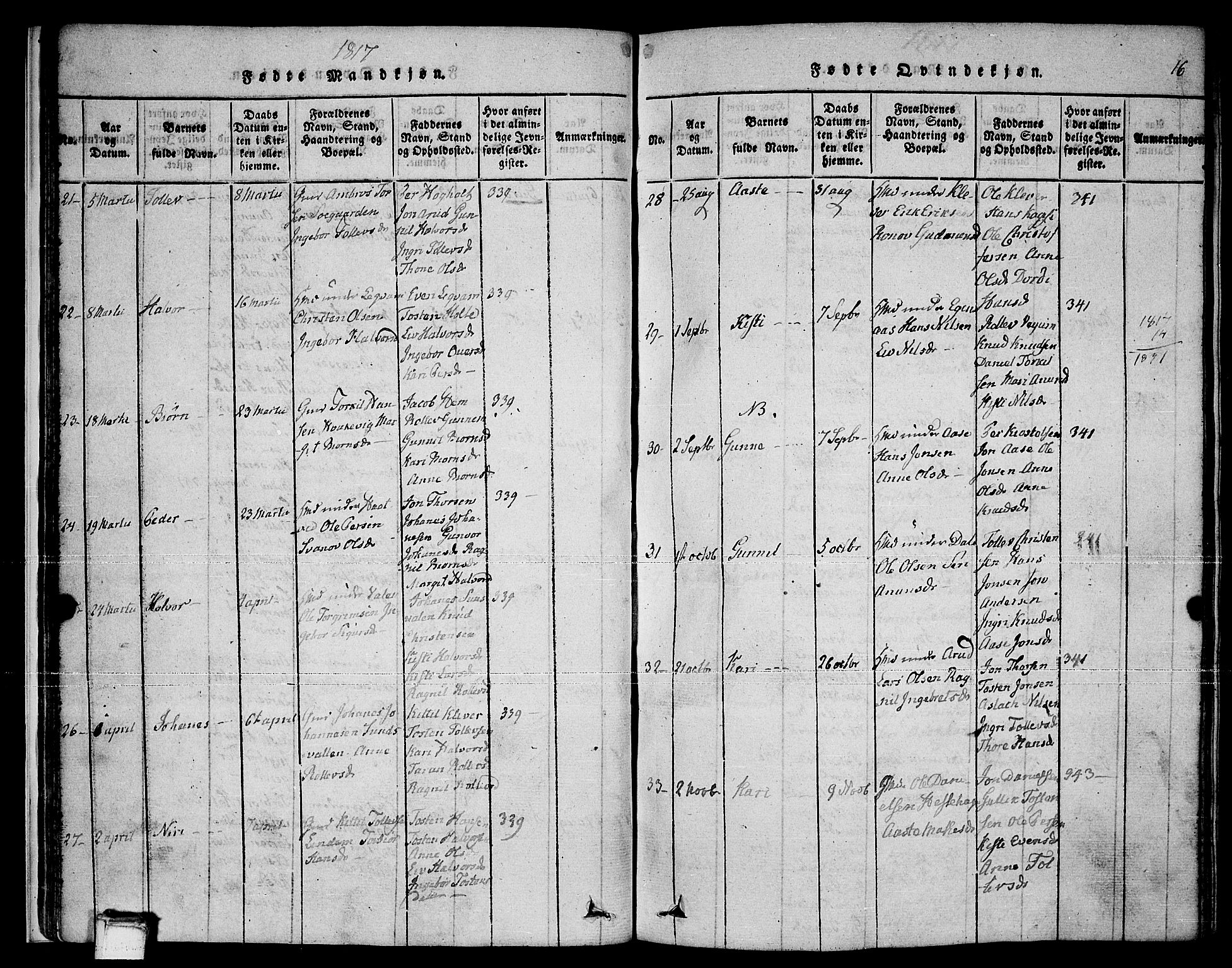 Sauherad kirkebøker, AV/SAKO-A-298/F/Fa/L0005: Parish register (official) no. I 5, 1815-1829, p. 16