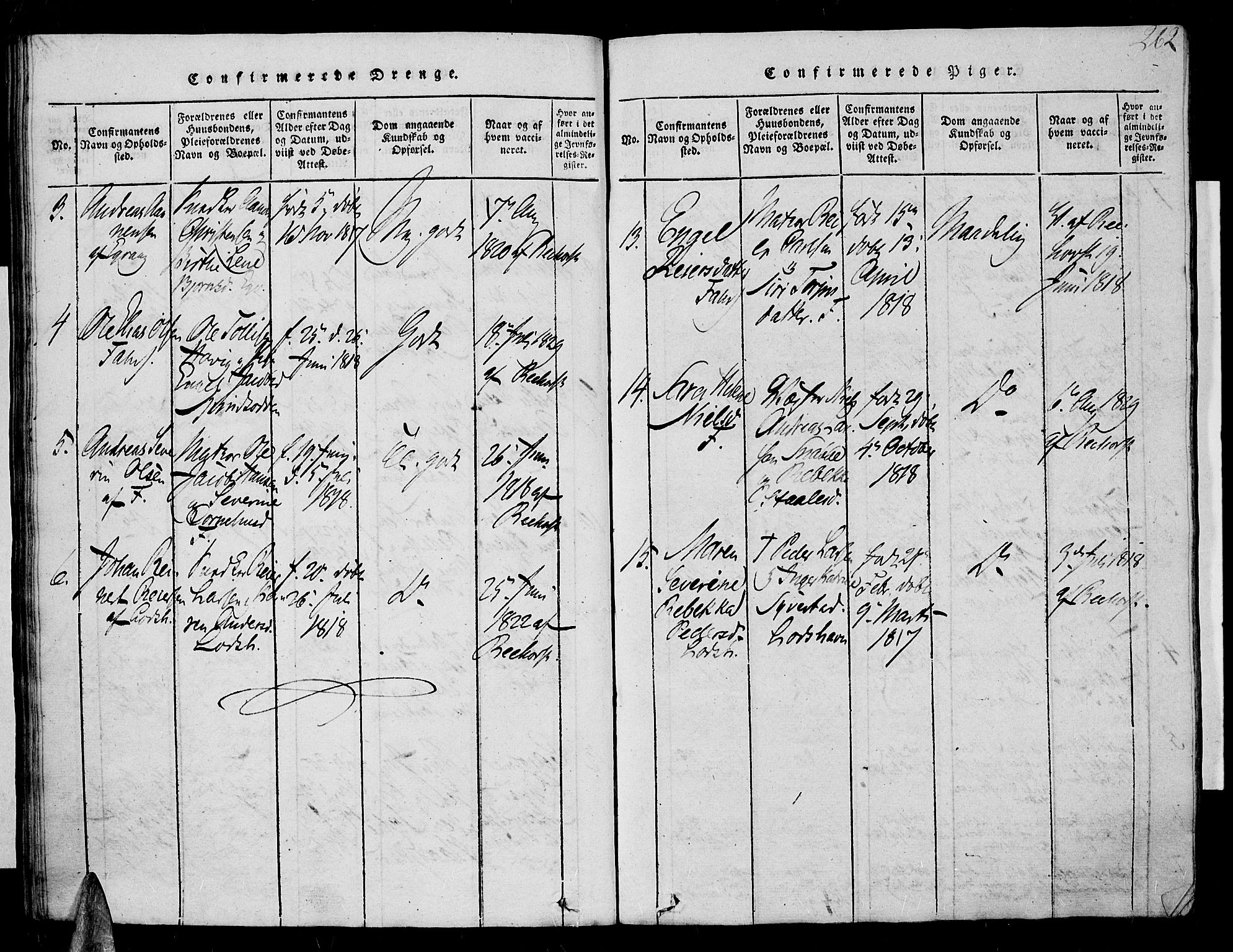 Farsund sokneprestkontor, AV/SAK-1111-0009/F/Fa/L0002: Parish register (official) no. A 2, 1815-1836, p. 262