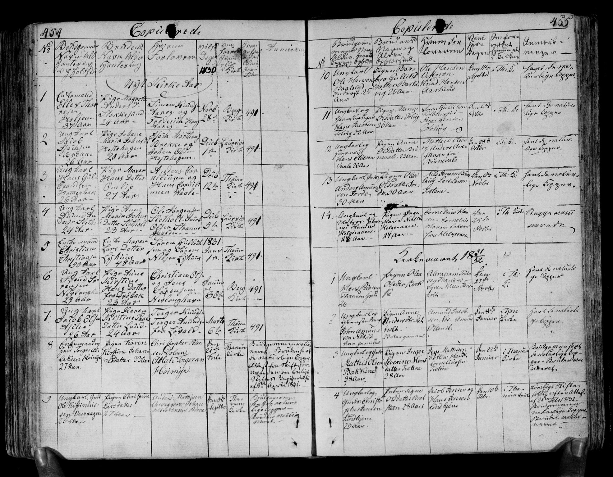 Brunlanes kirkebøker, AV/SAKO-A-342/F/Fa/L0002: Parish register (official) no. I 2, 1802-1834, p. 454-455