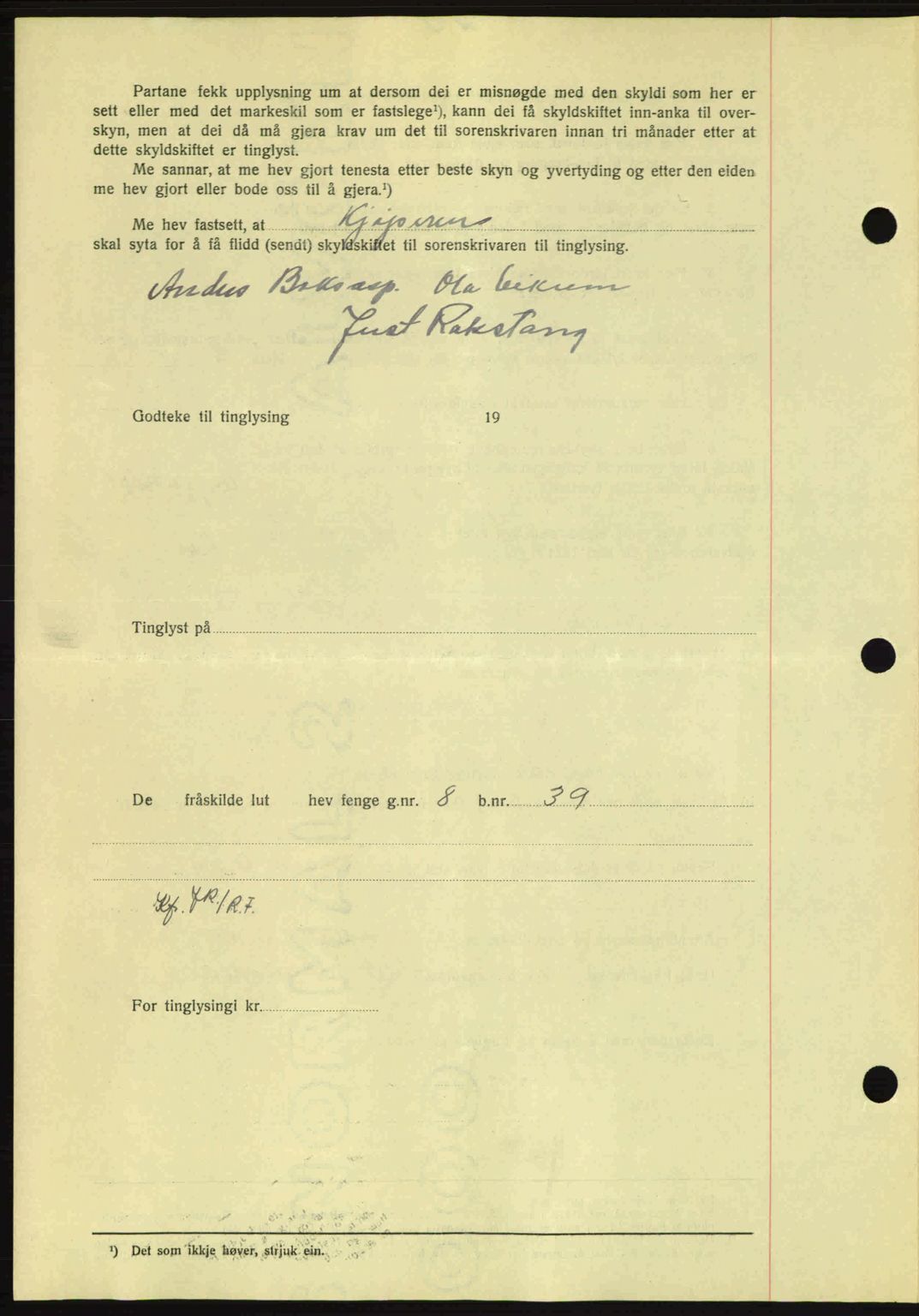 Nordmøre sorenskriveri, AV/SAT-A-4132/1/2/2Ca: Mortgage book no. A98, 1944-1944, Diary no: : 1271/1944