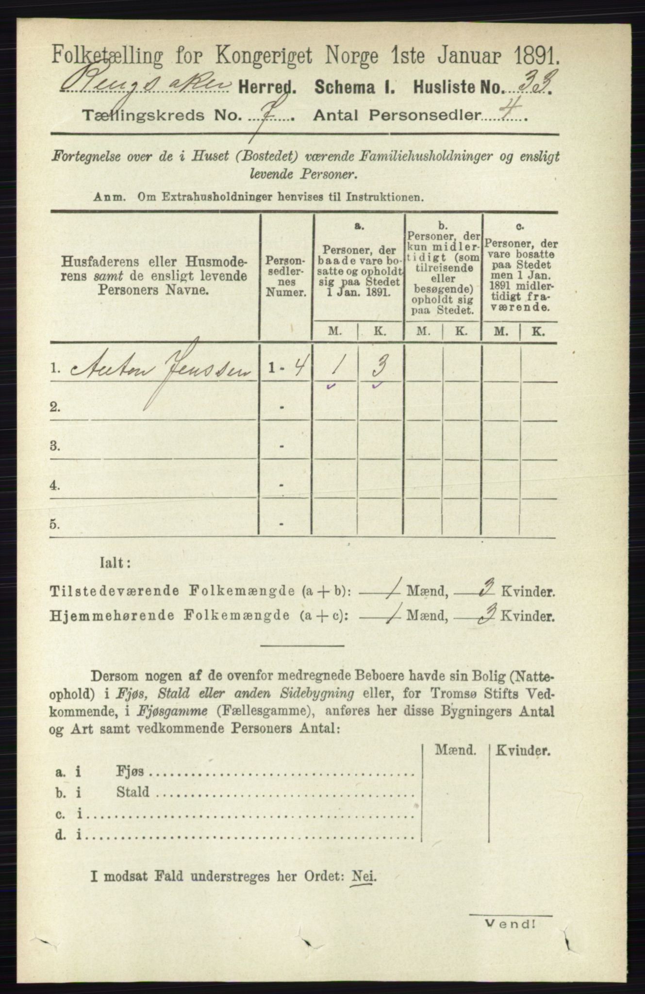 RA, 1891 census for 0412 Ringsaker, 1891, p. 3823