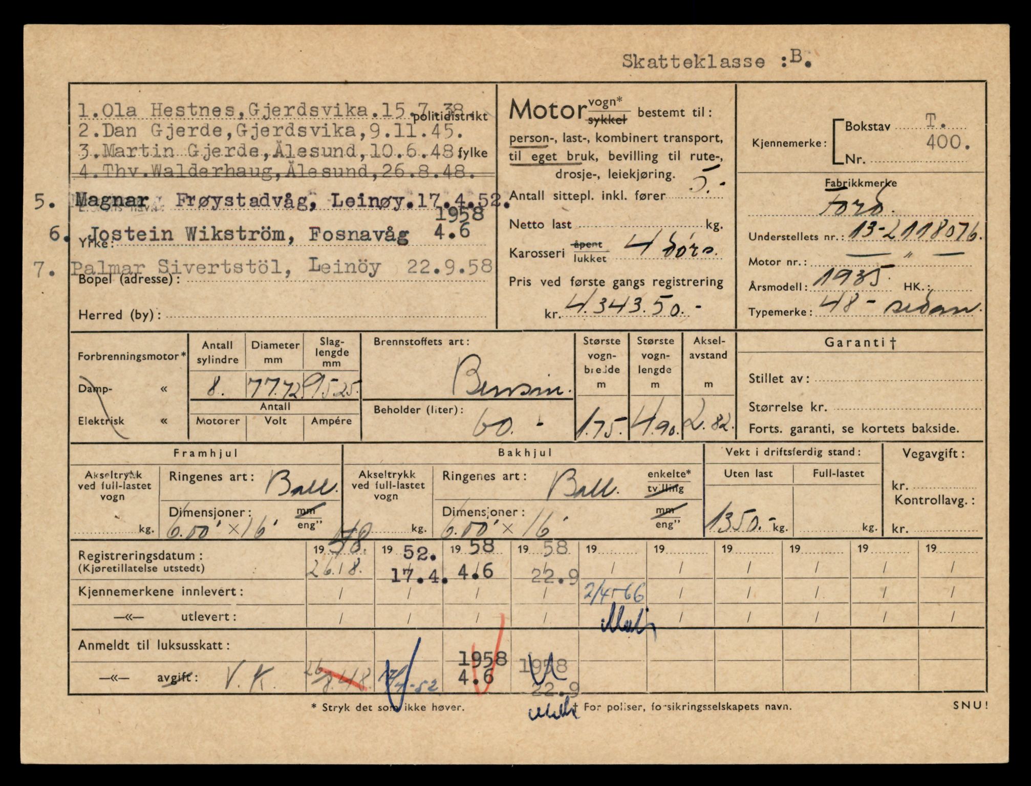 Møre og Romsdal vegkontor - Ålesund trafikkstasjon, SAT/A-4099/F/Fe/L0004: Registreringskort for kjøretøy T 341 - T 442, 1927-1998, p. 1640