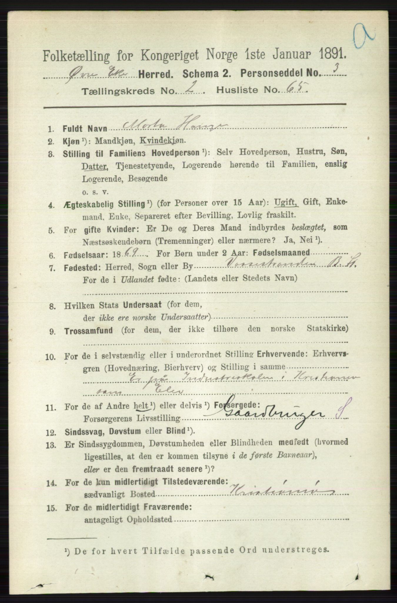 RA, 1891 census for 0624 Øvre Eiker, 1891, p. 912