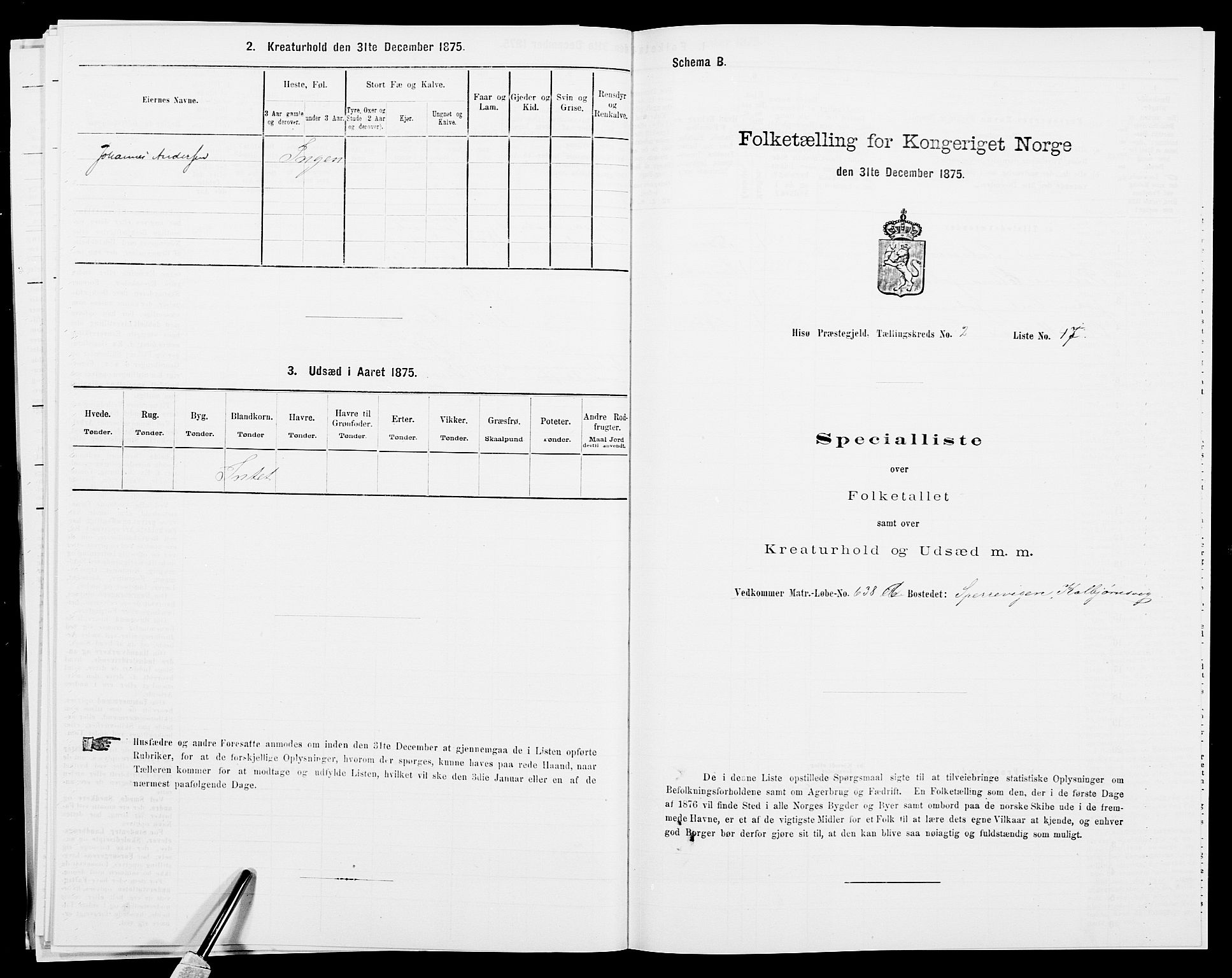 SAK, 1875 census for 0922P Hisøy, 1875, p. 376