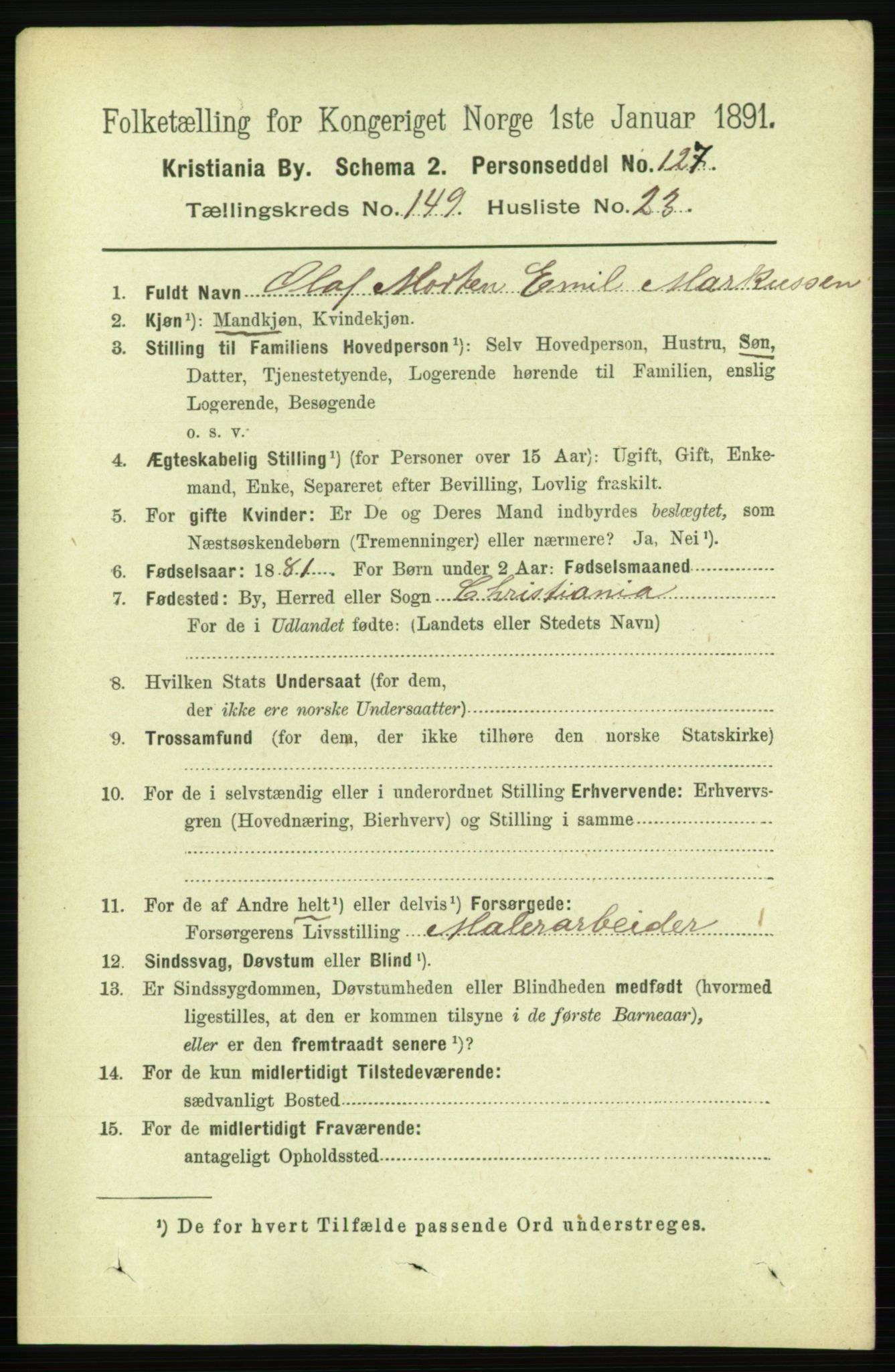 RA, 1891 census for 0301 Kristiania, 1891, p. 83736